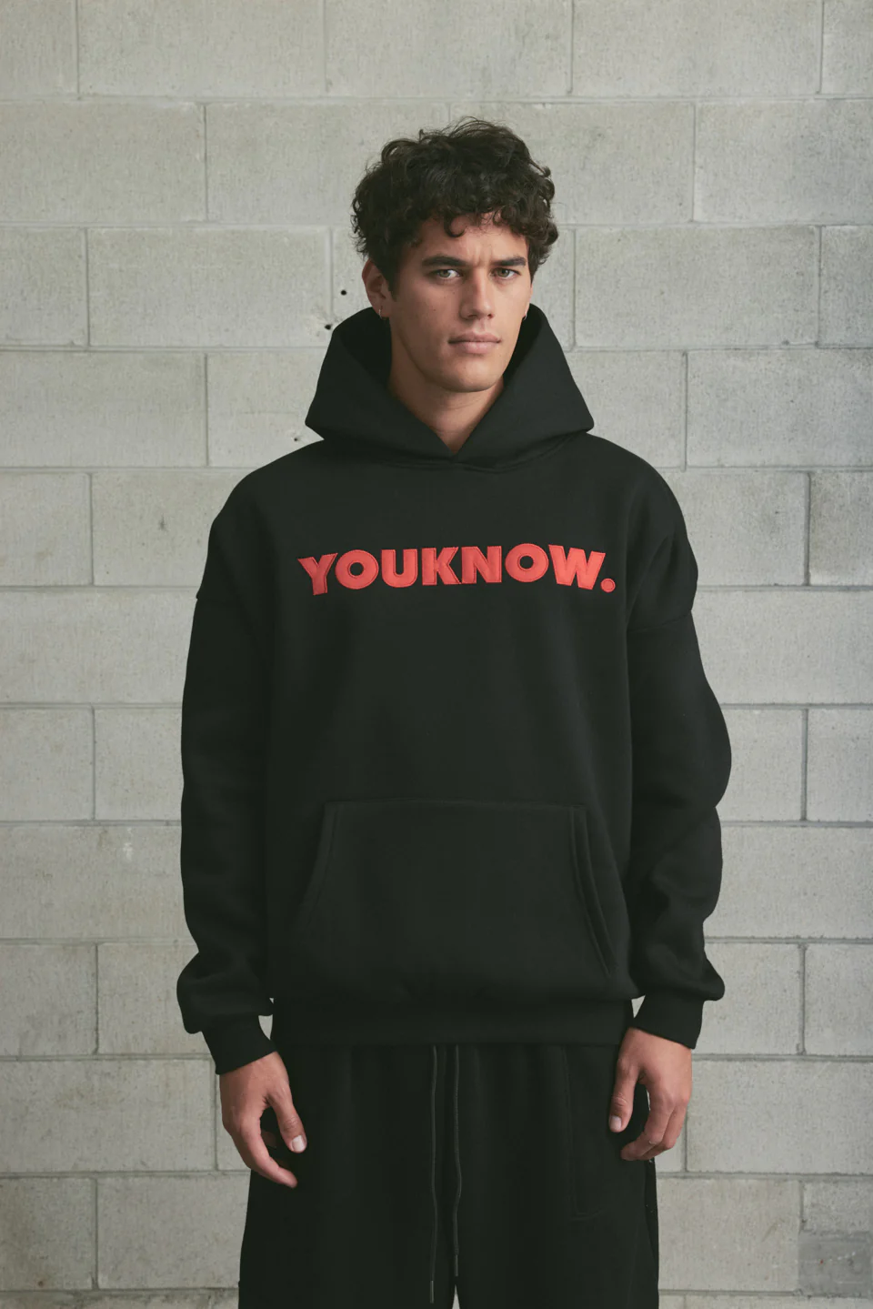 Applique Block Hoodie | Black/Red - Image 3