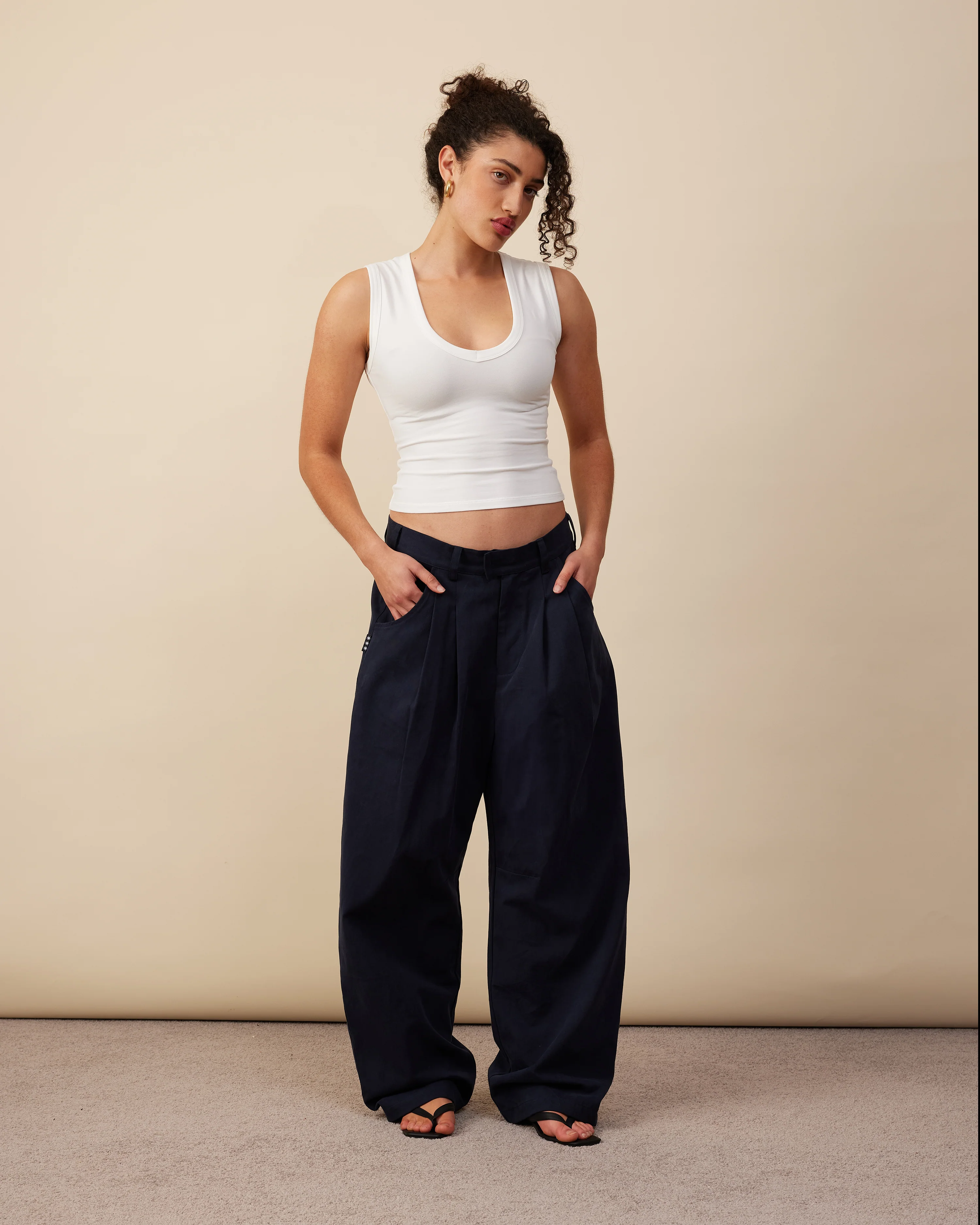 Barrel Leg Pants | Dark Navy - Image 3
