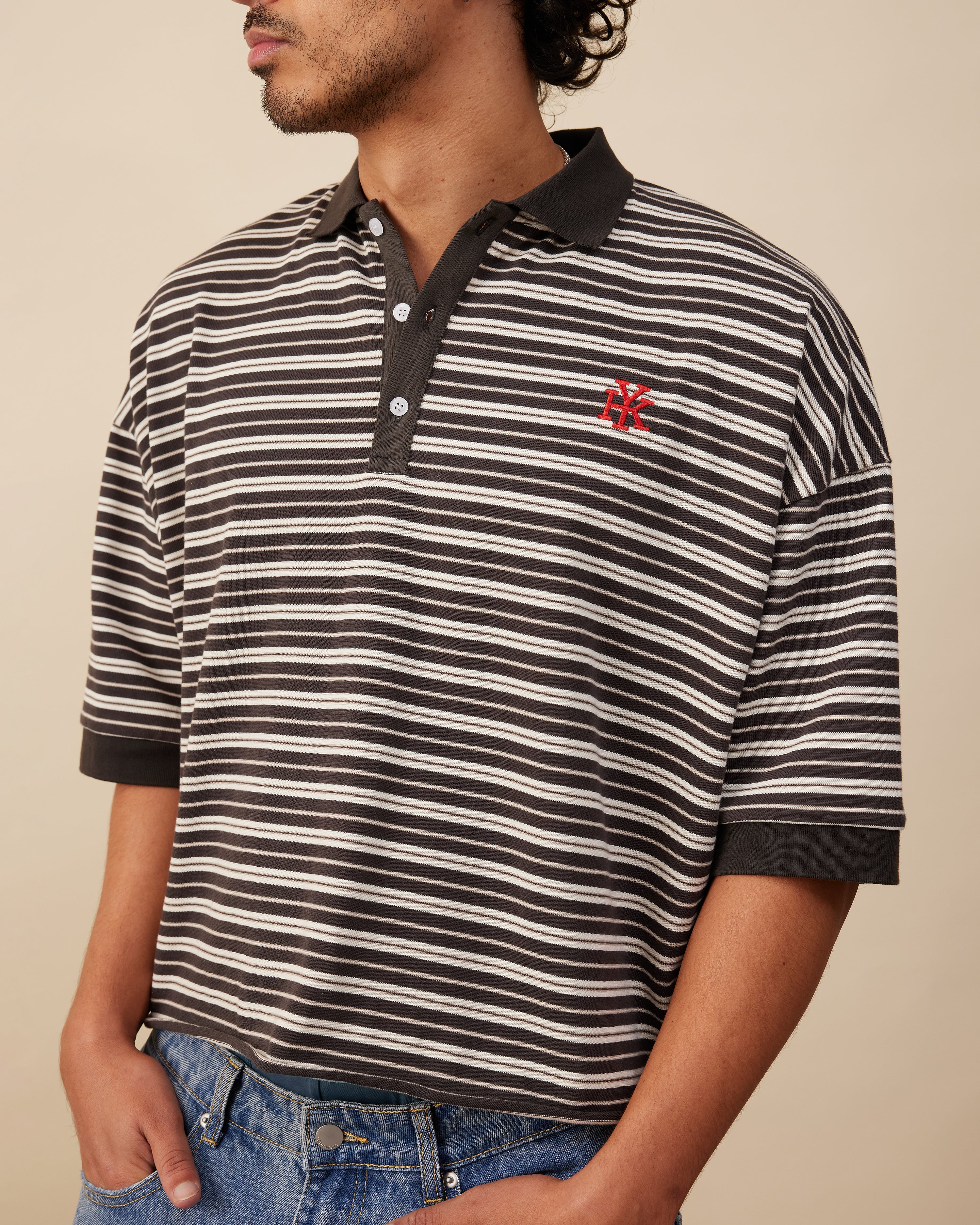 Boxy Polo | Brown Stripe - Image 4