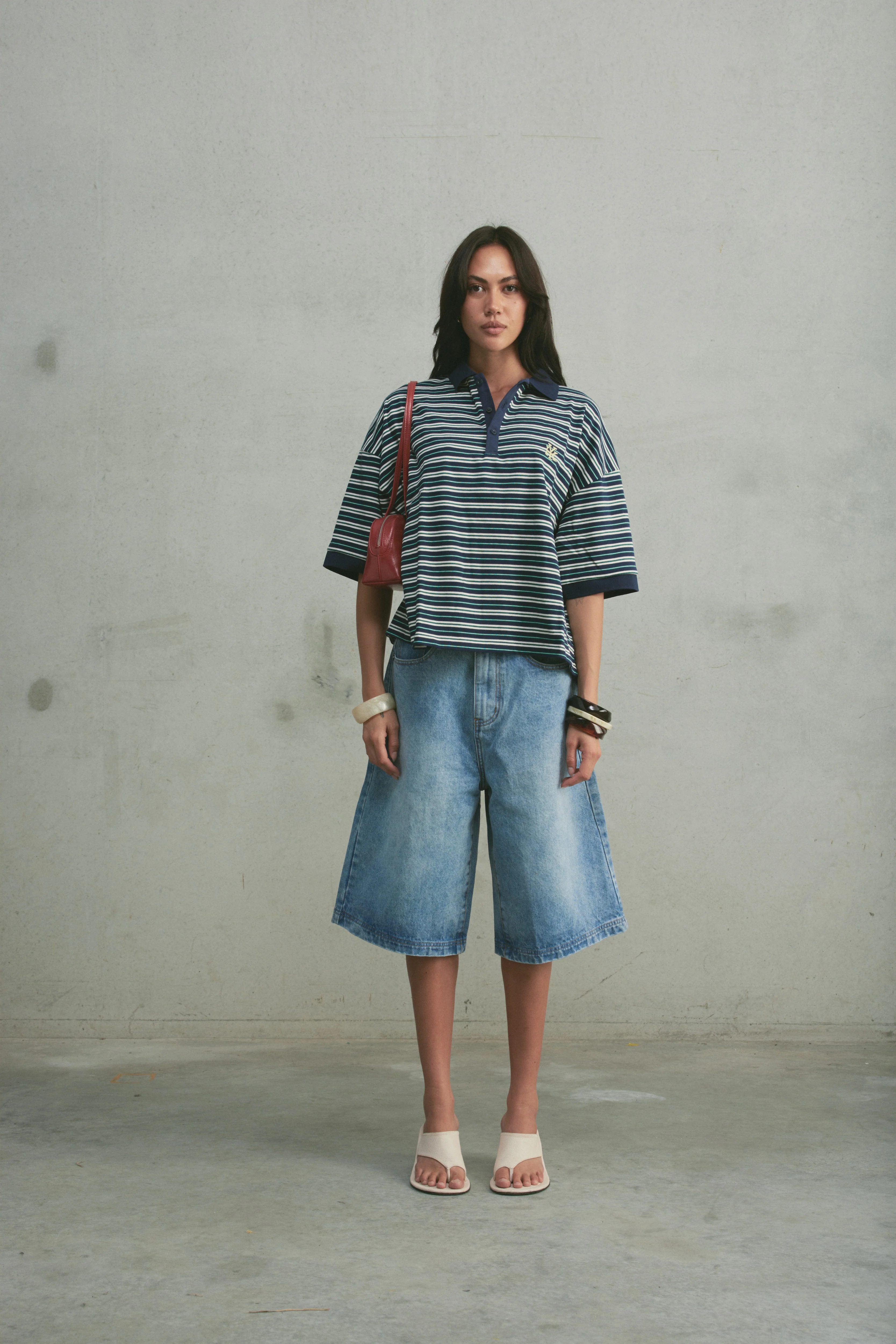Boxy Polo | Navy Stripe - Image 3