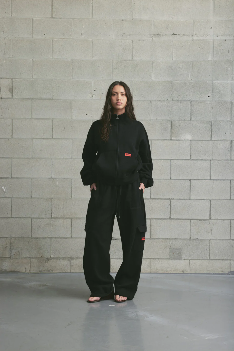 Brushed Fleece Cargo Sweatpant | Black - Image 2