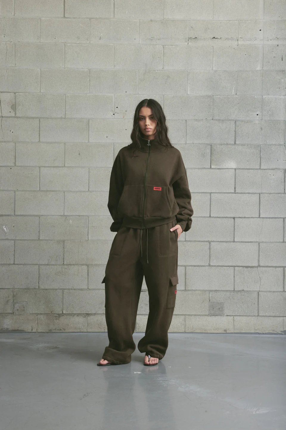 Brushed Fleece Cargo Sweatpant | Dark Olive - Image 2