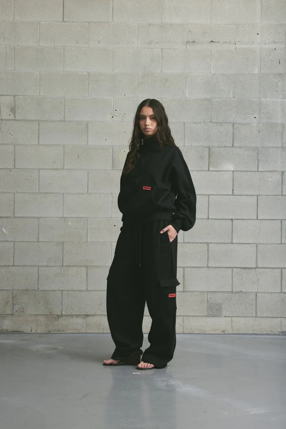 Brushed Fleece Track Jacket | Black - Image 2