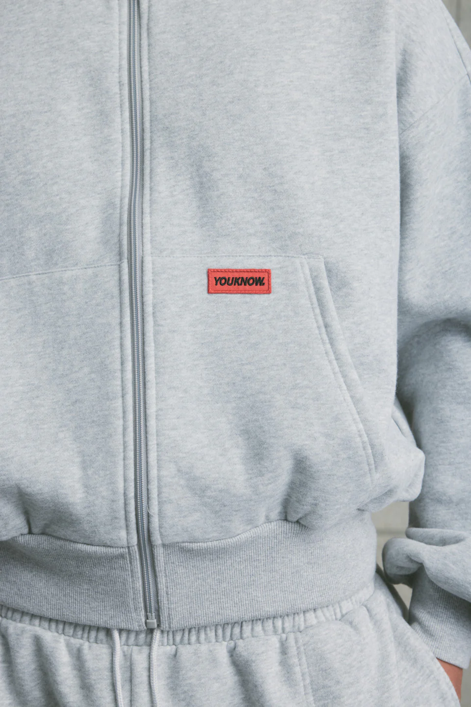Brushed Fleece Track Jacket | GREY MARLE - Image 3