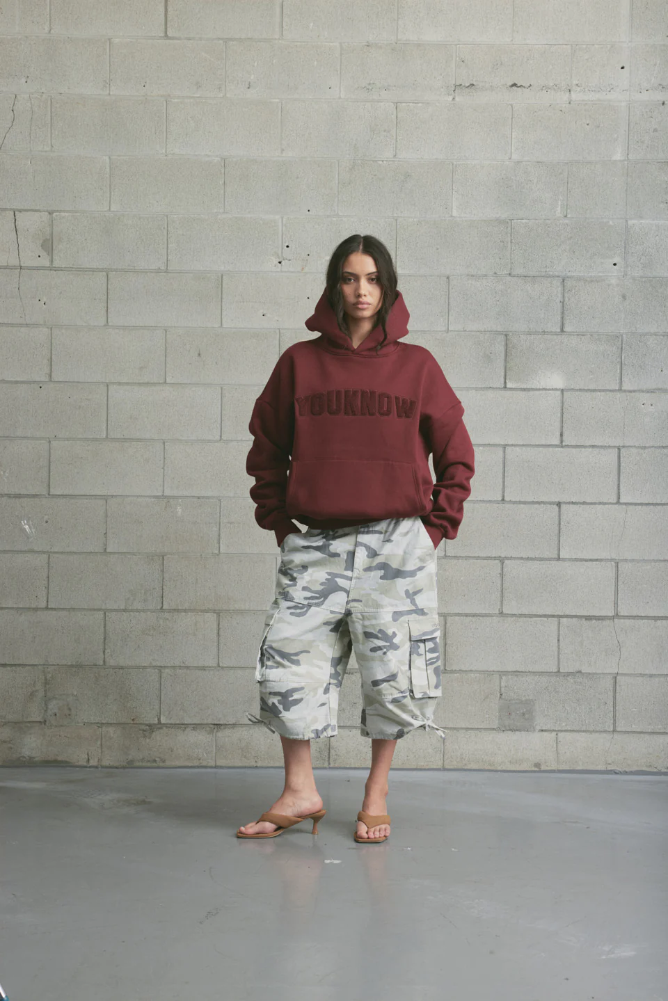 Chenille Hoodie | Burgundy - Image 2