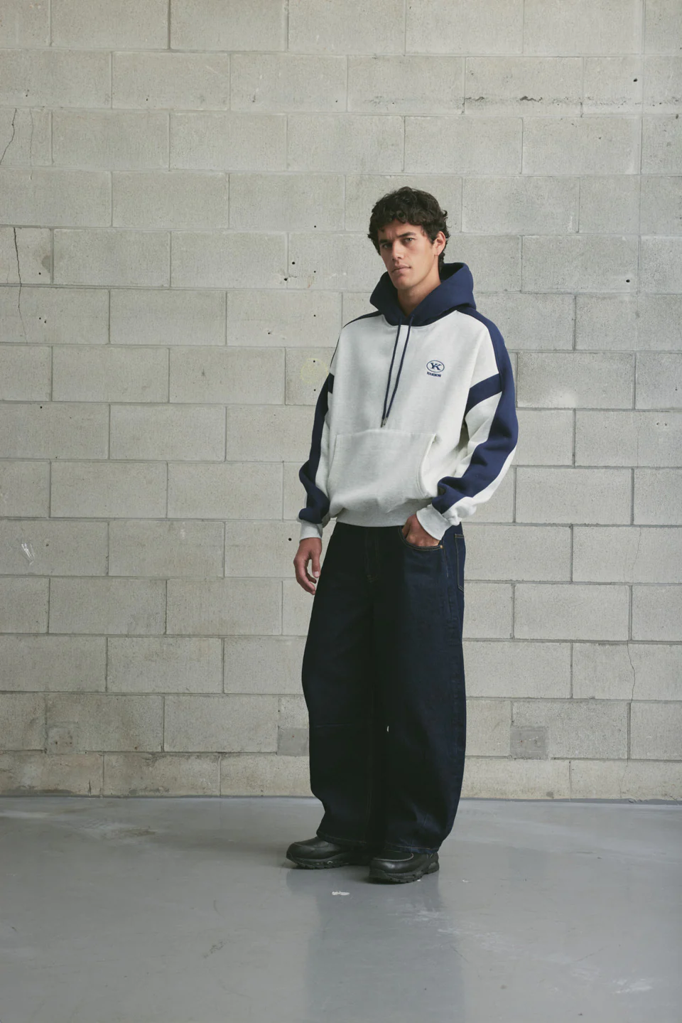 Colour Block Hoodie | GREY MARLE - Image 2