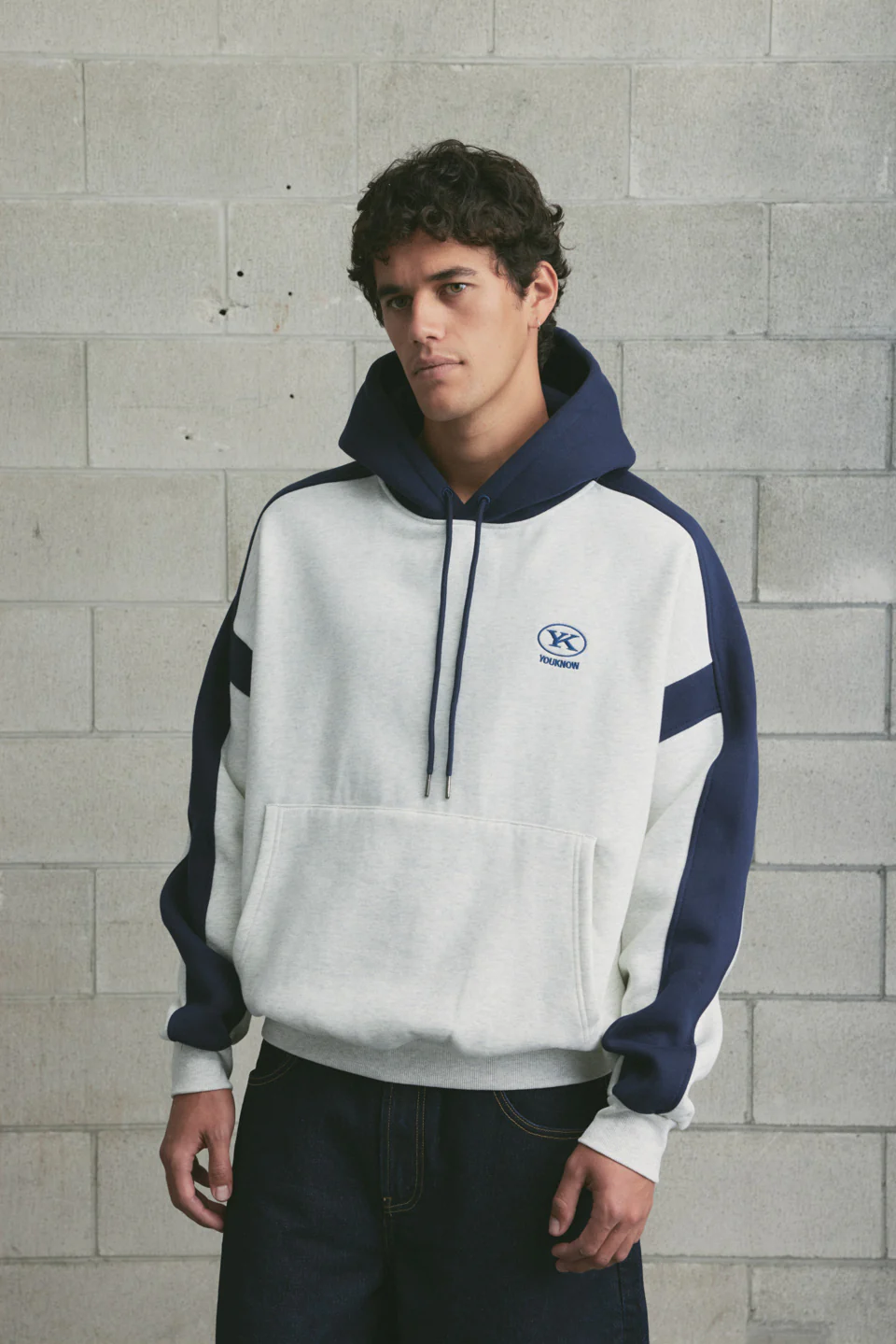 Colour Block Hoodie | GREY MARLE - Image 3