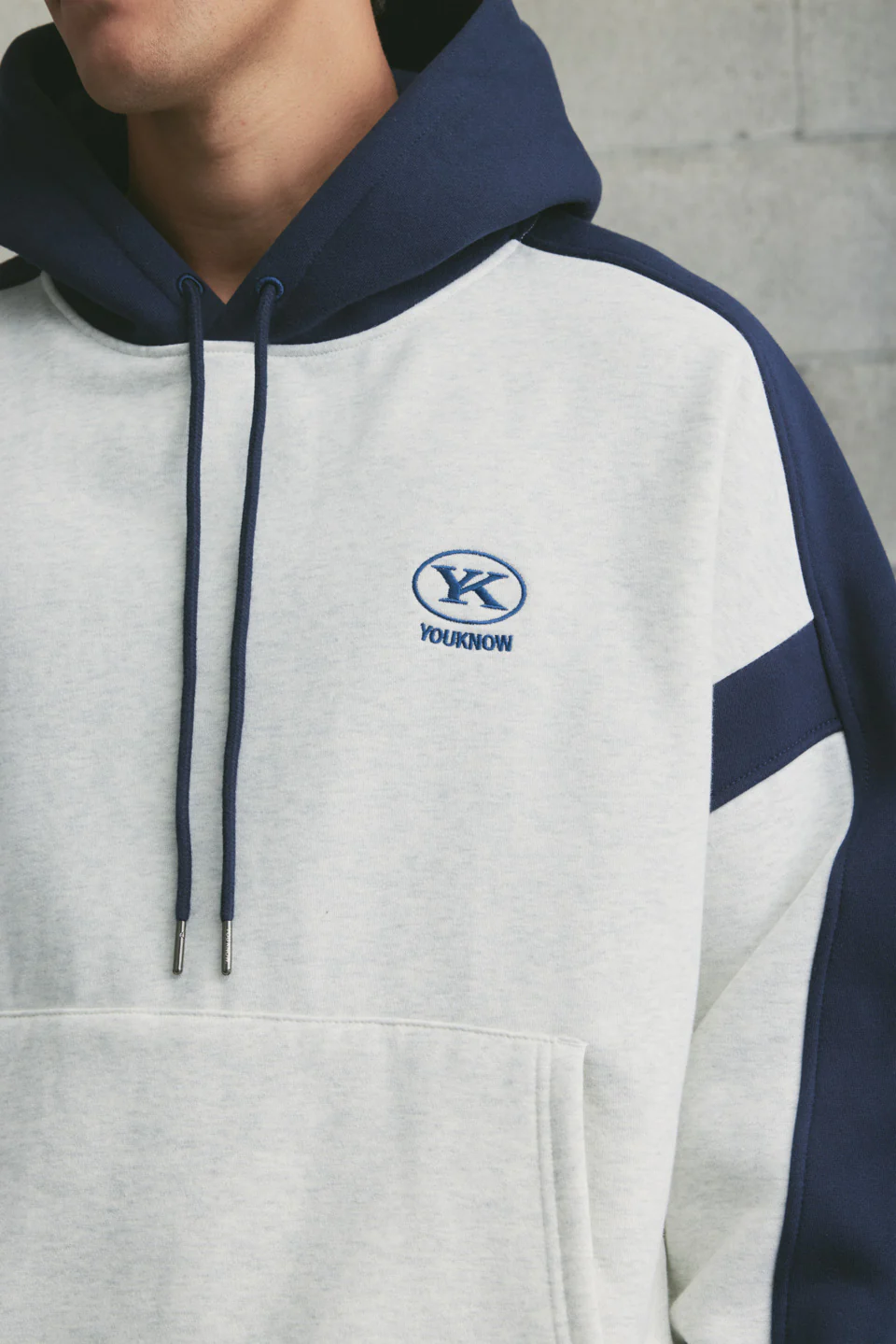 Colour Block Hoodie | GREY MARLE - Image 4