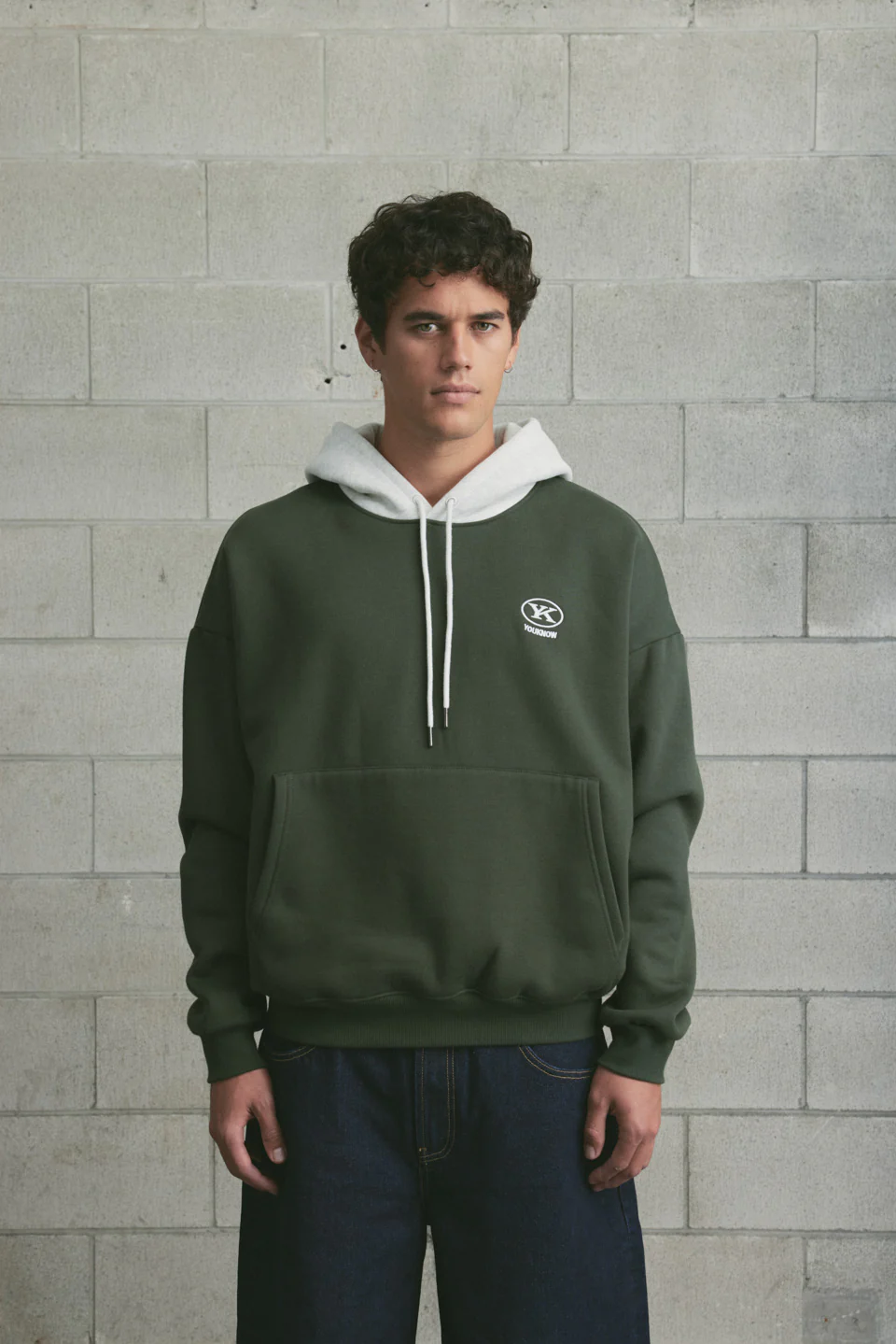 Colour Block Hoodie | Pine Green - Image 2