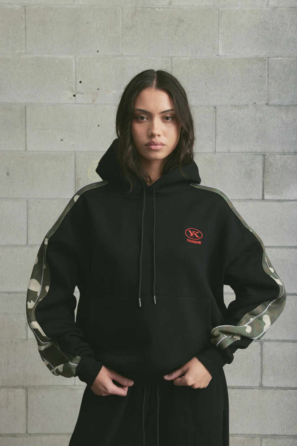 Colour Block Hoodie | Washed Black - Image 2