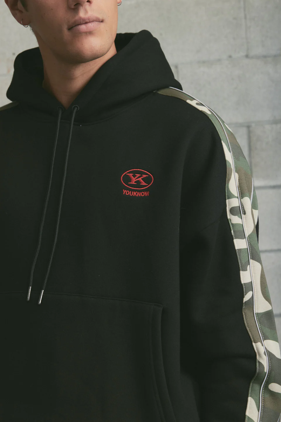 Colour Block Hoodie | Washed Black - Image 3