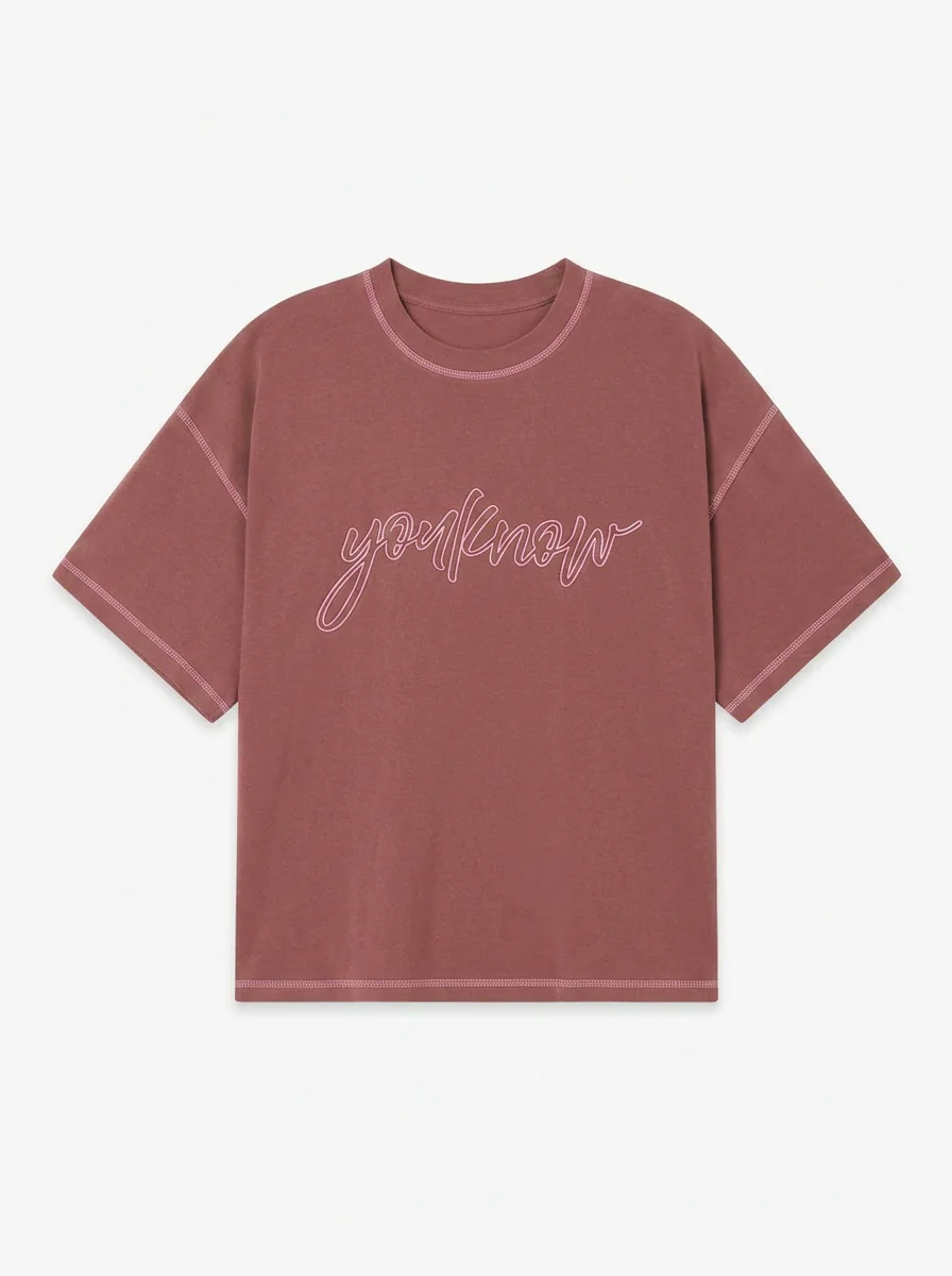 Contrast Stitch Tee | Brown