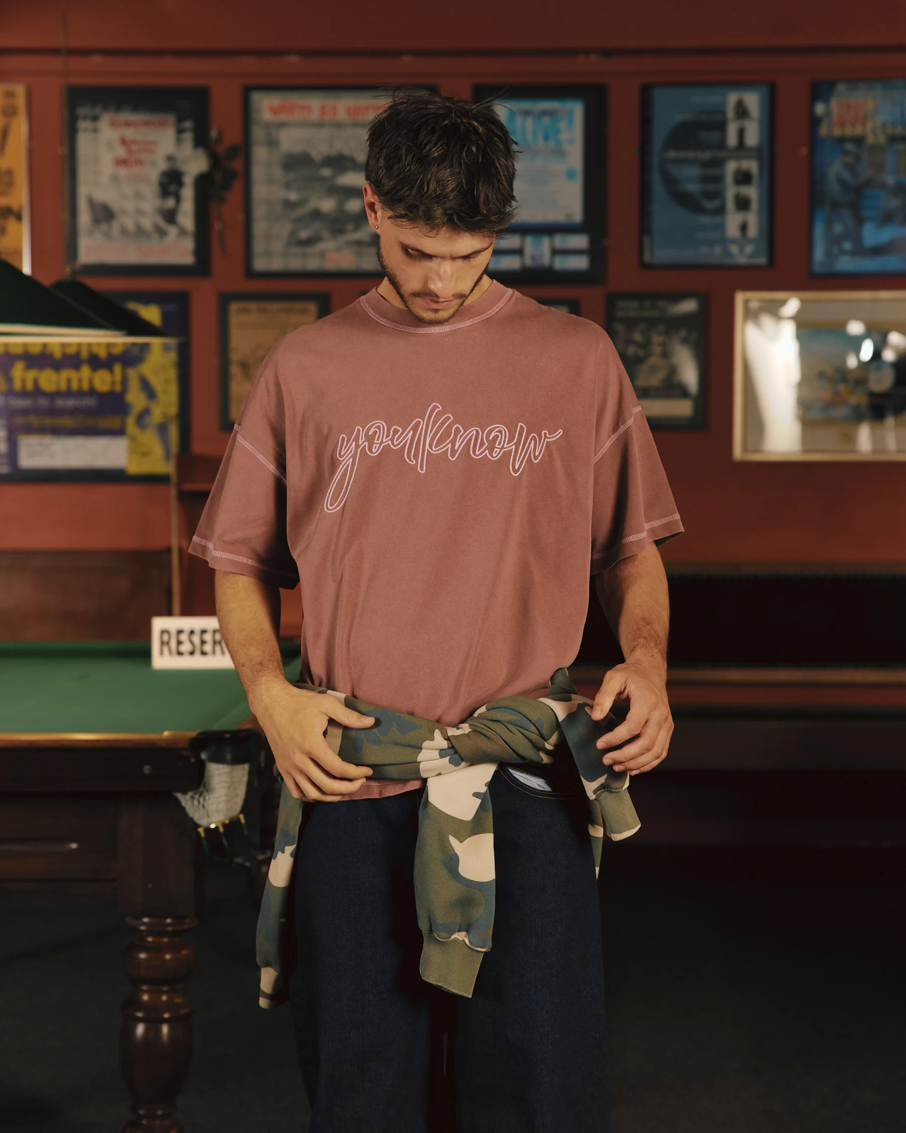 Contrast Stitch Tee | Brown - Image 2