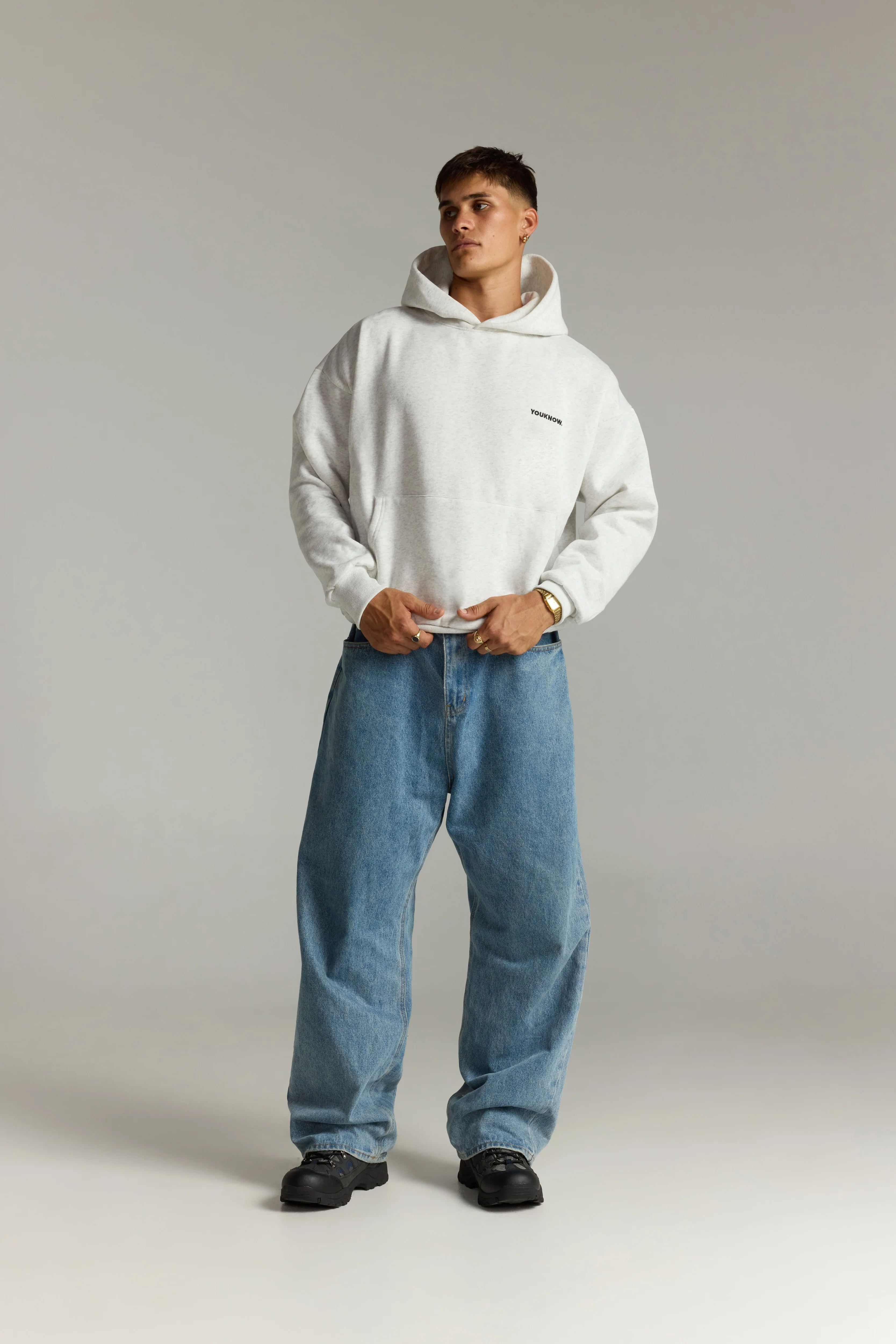 Core Box Hoodie | White Marle - Image 3
