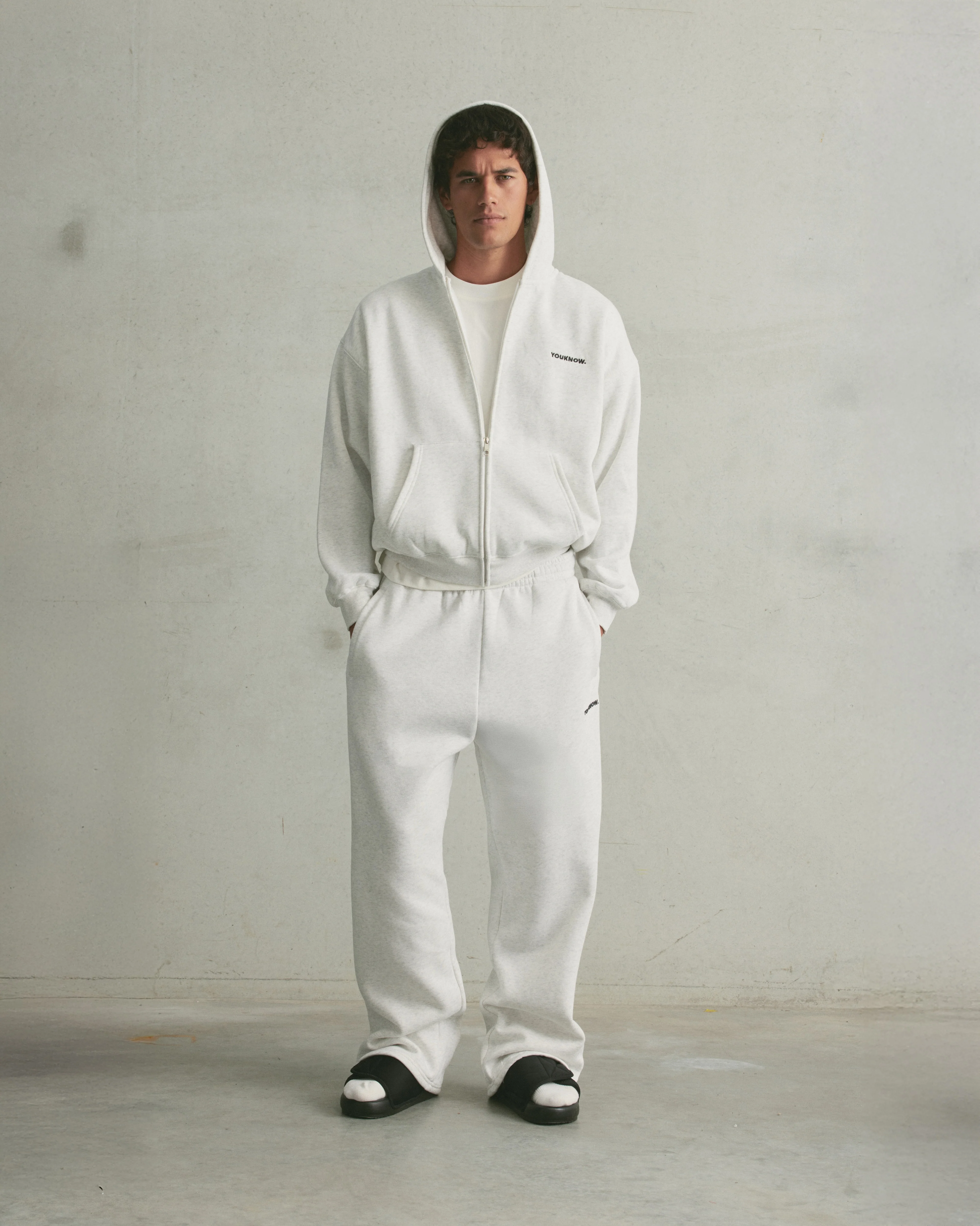 Core Wide Leg Sweatpants | White Marle - Image 2