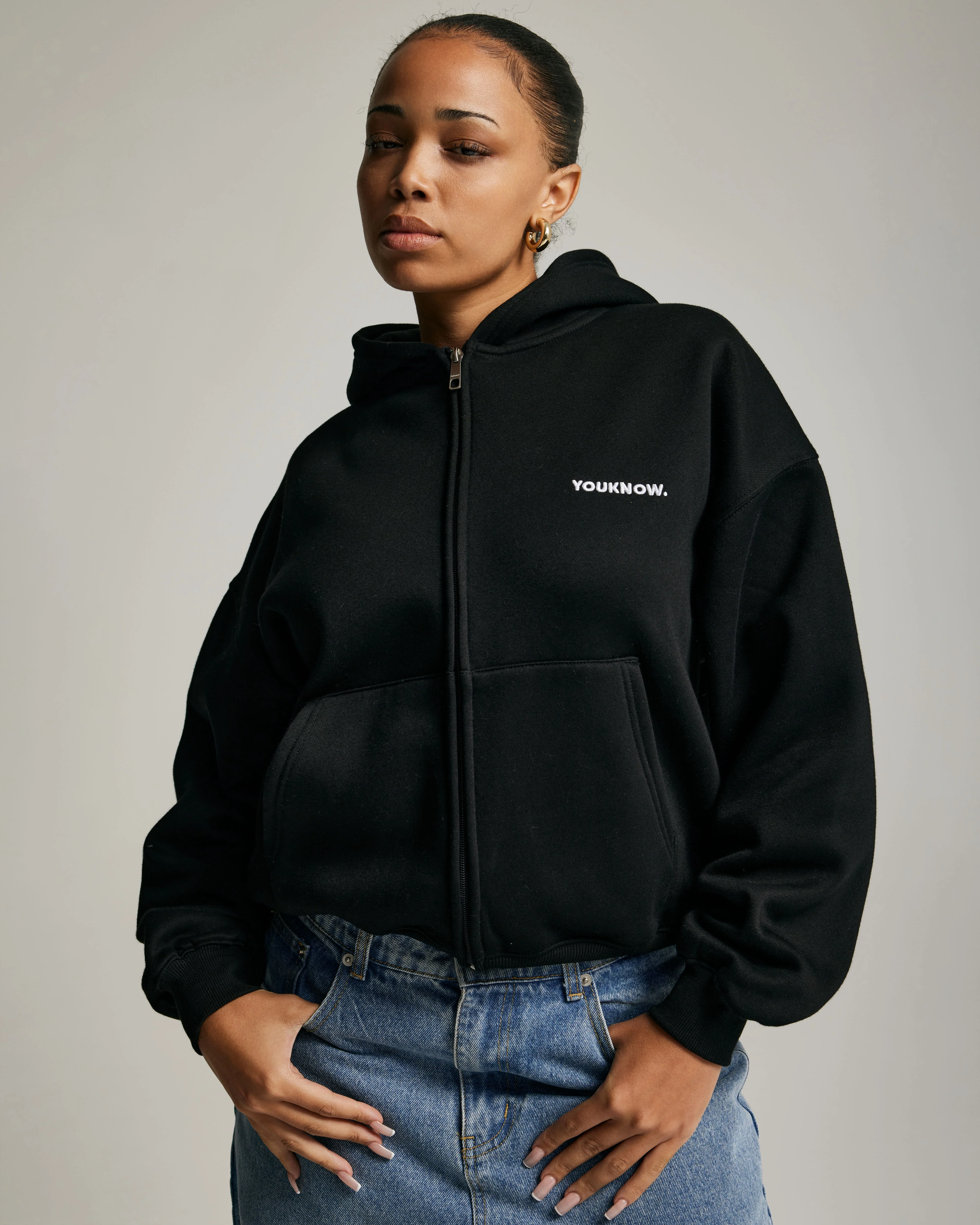 Core Zip Up Hoodie | Black - Image 2