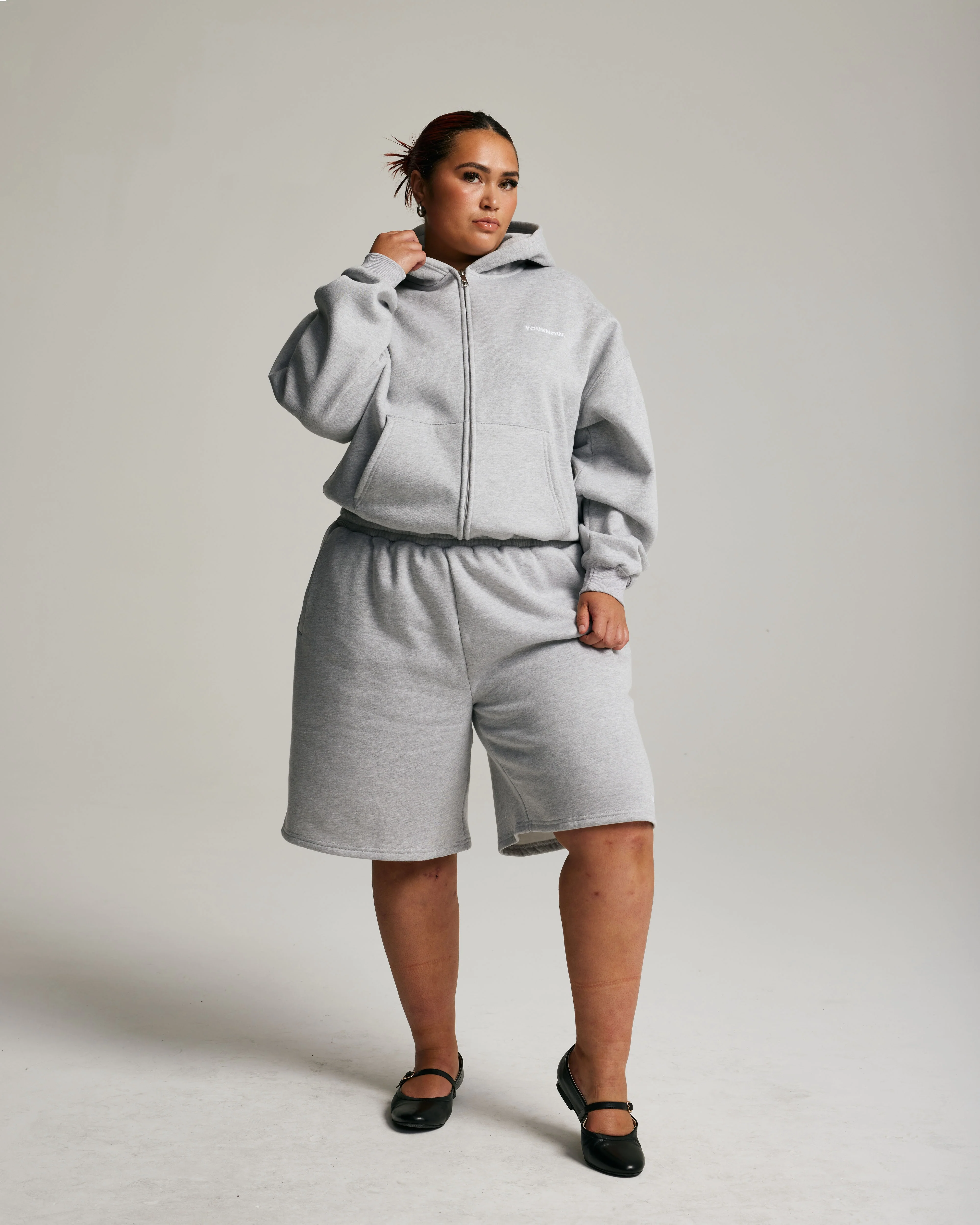 Core Oversized Shorts | Heather Grey - Image 3