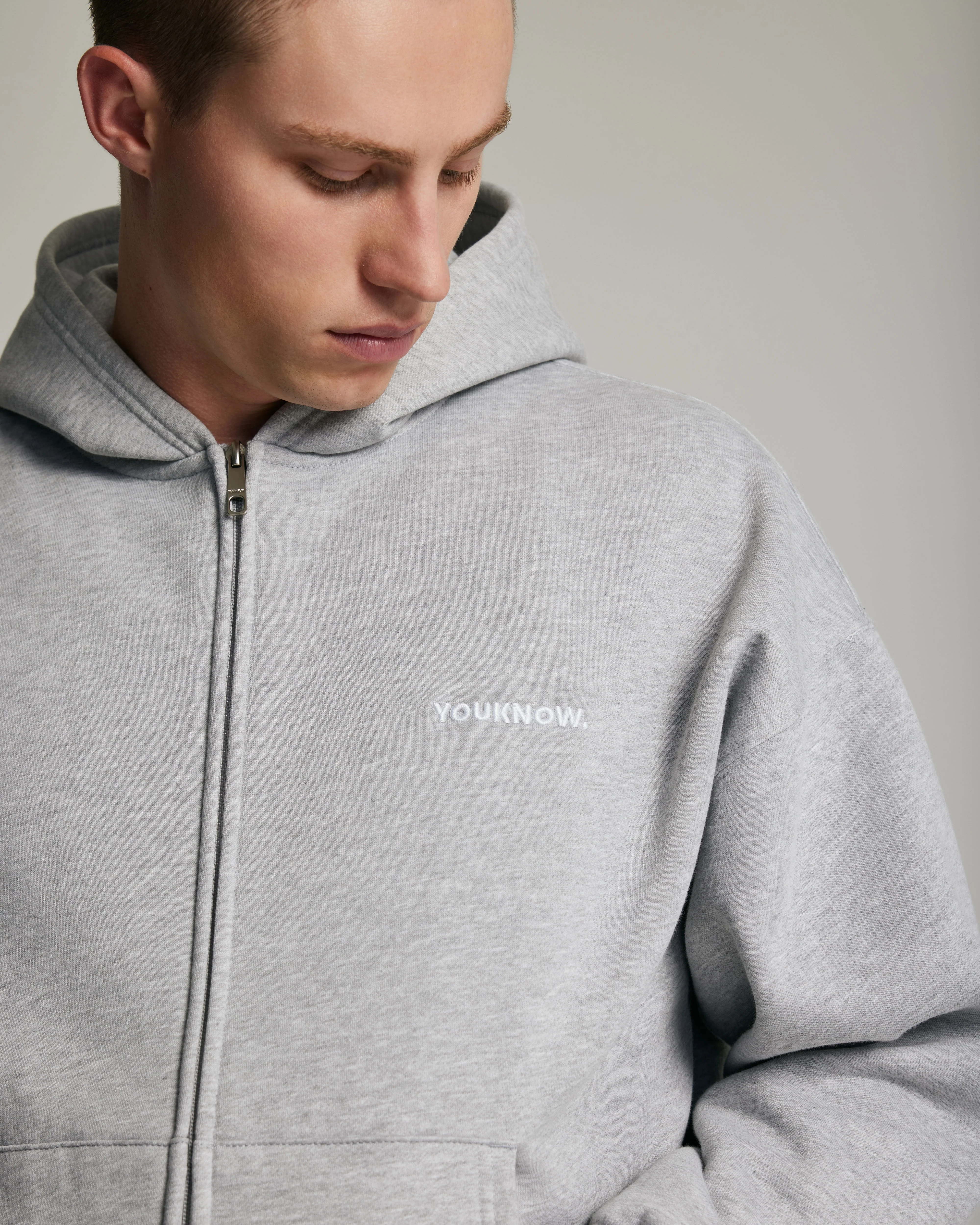 Core Zip Up Hoodie | Heather Grey - Image 4