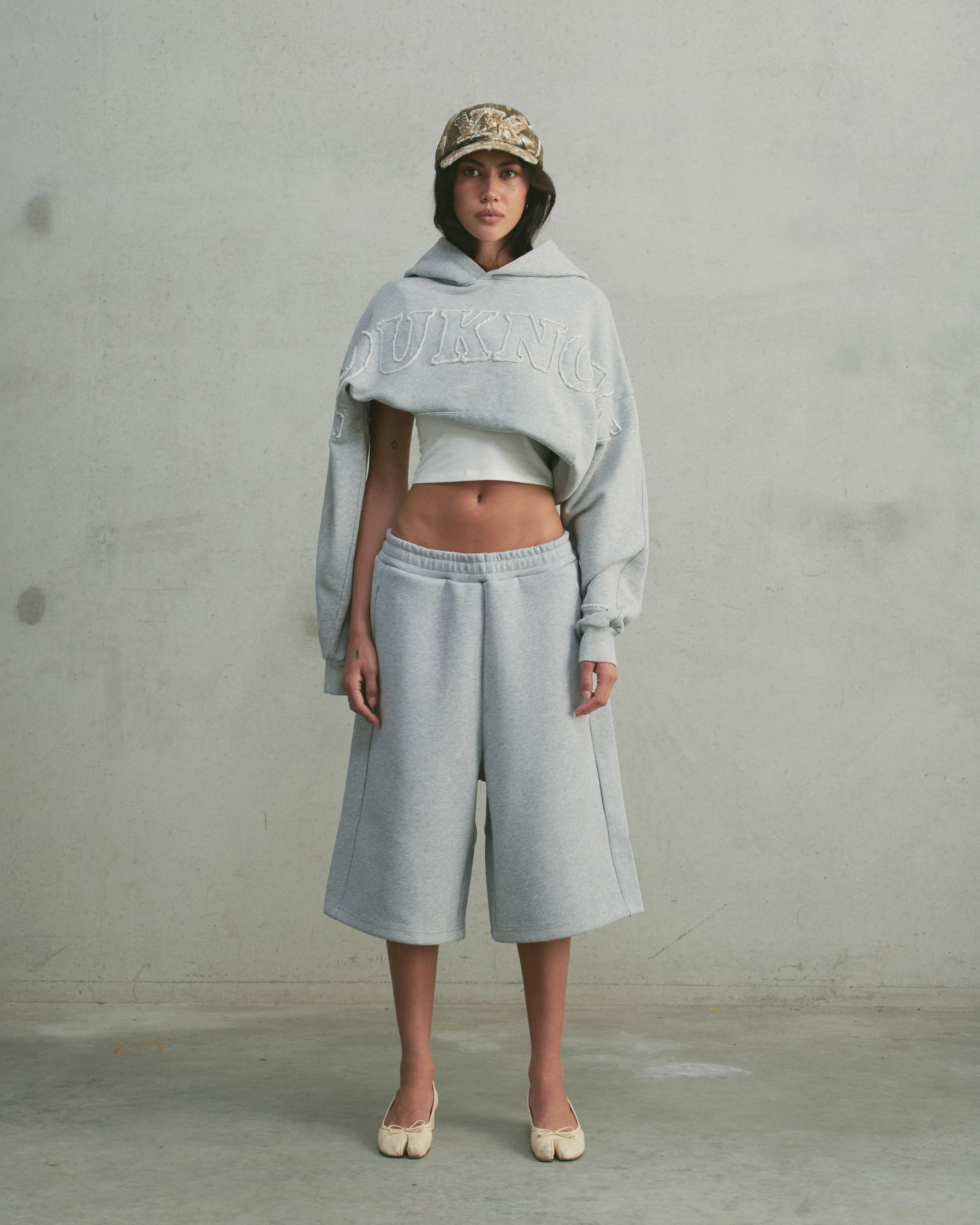 Distressed Applique Hoodie | GREY MARLE - Image 3