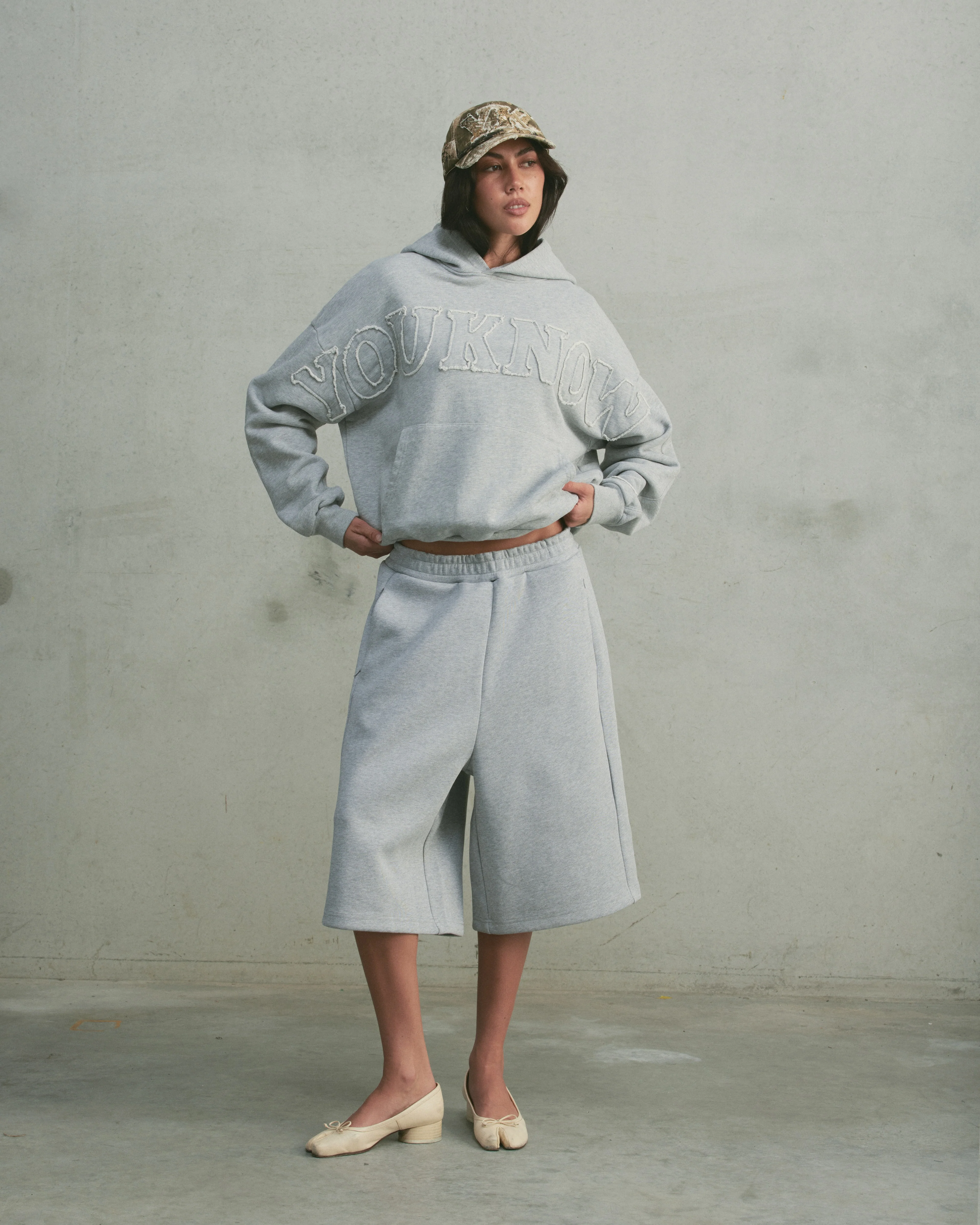 Distressed Applique Hoodie | GREY MARLE - Image 5
