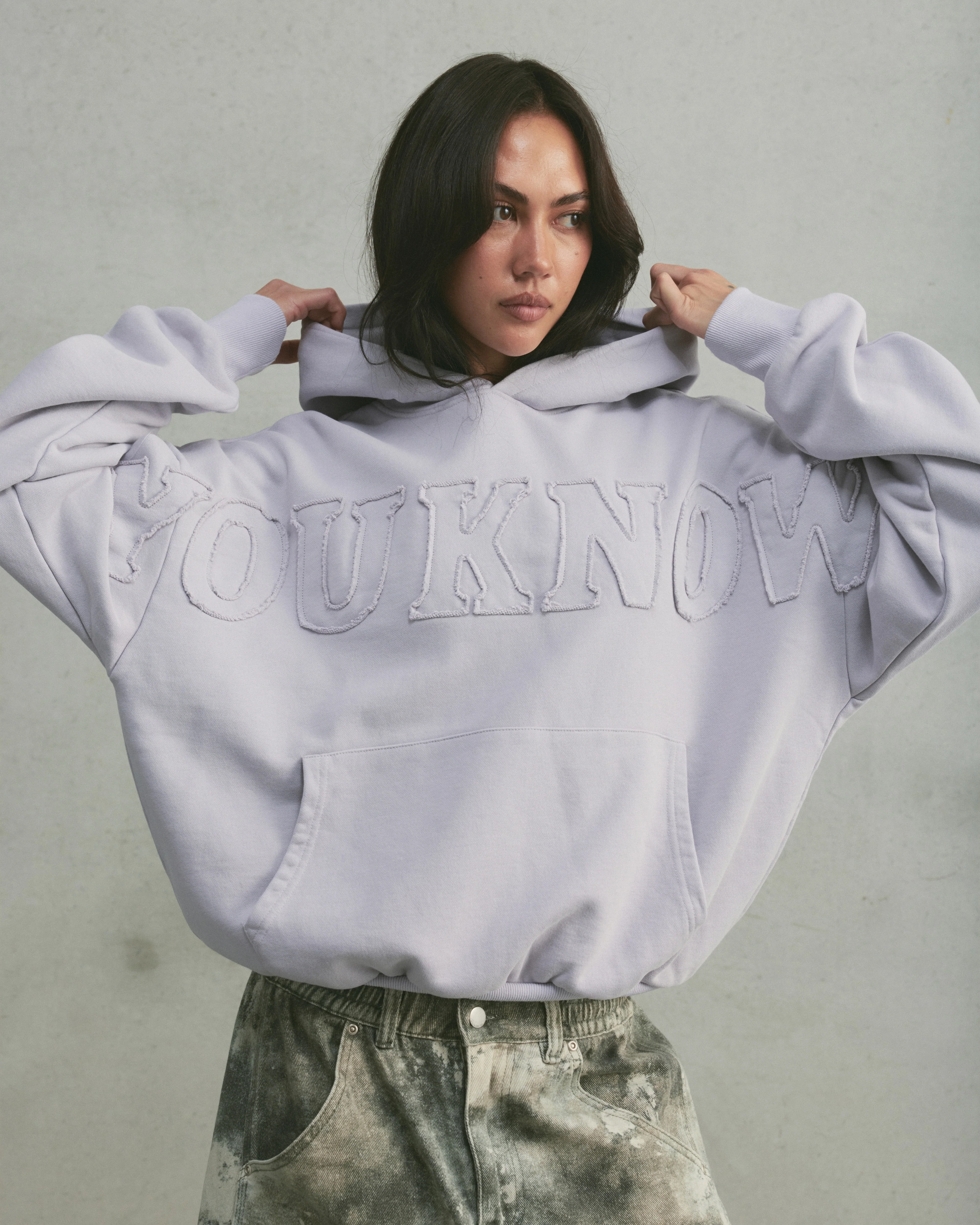 Distressed Applique Hoodie | Washed Lavender - Image 4