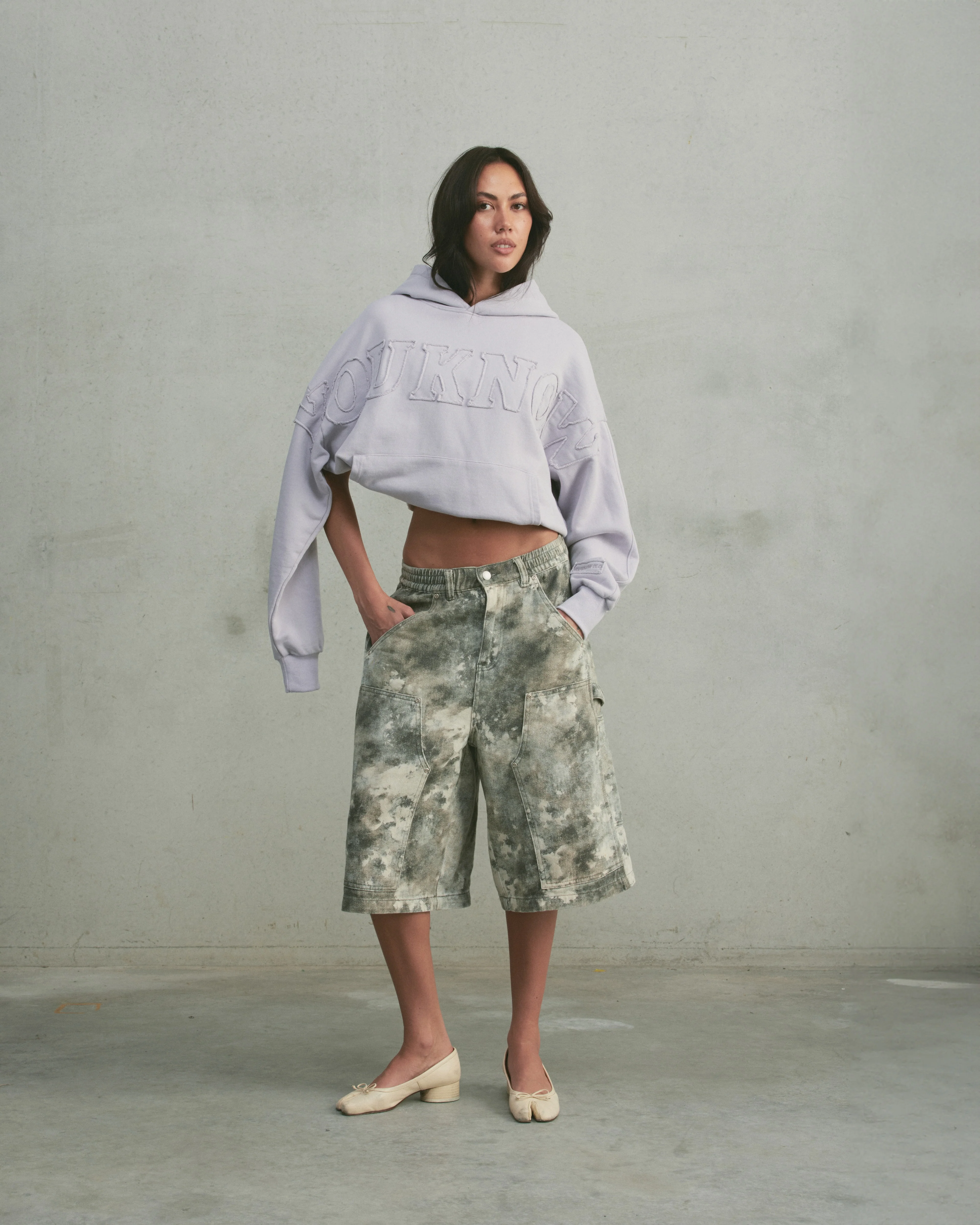 Distressed Applique Hoodie | Washed Lavender - Image 5