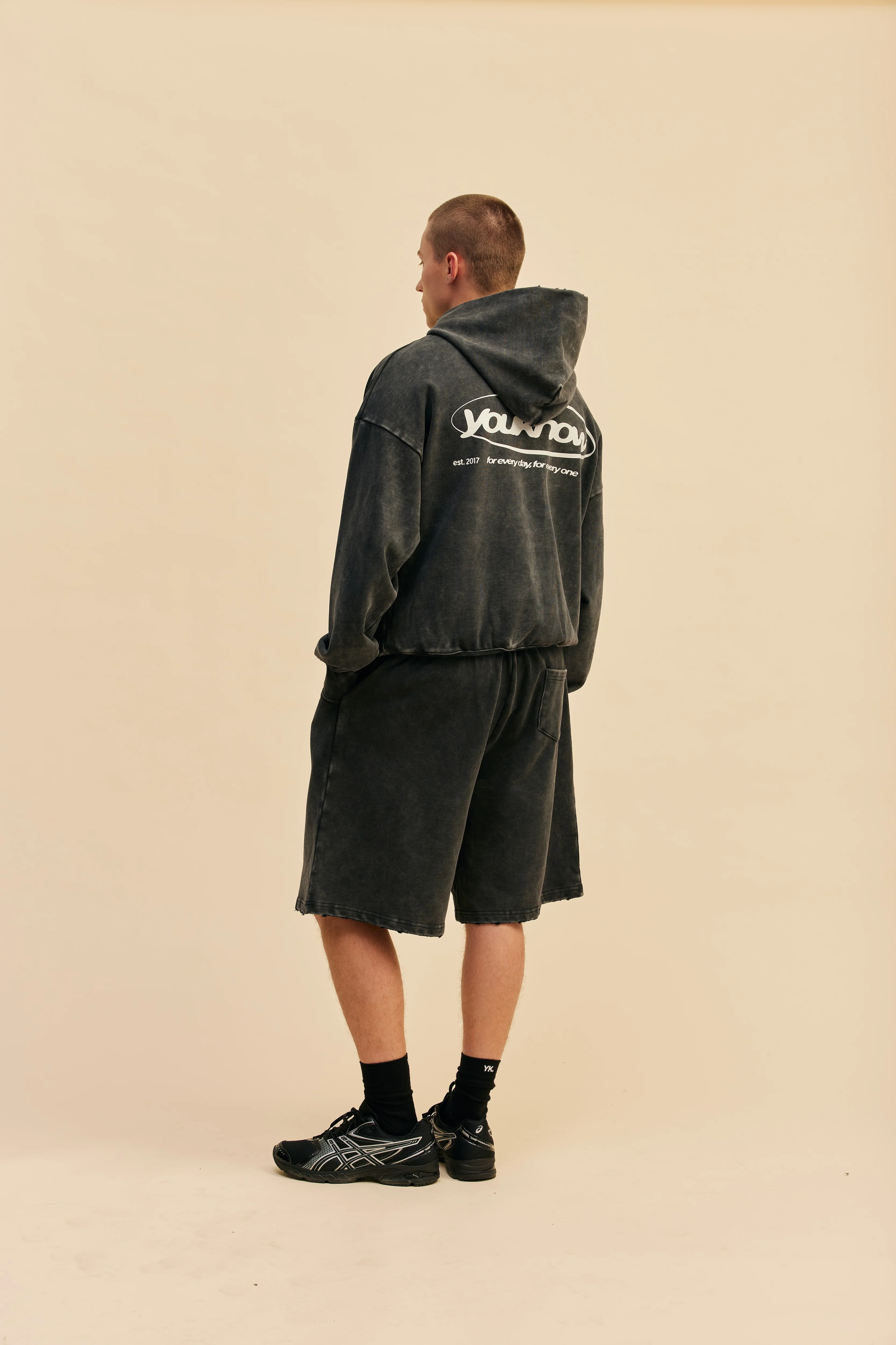 Distressed Logo Hoodie | Washed Black - Image 4