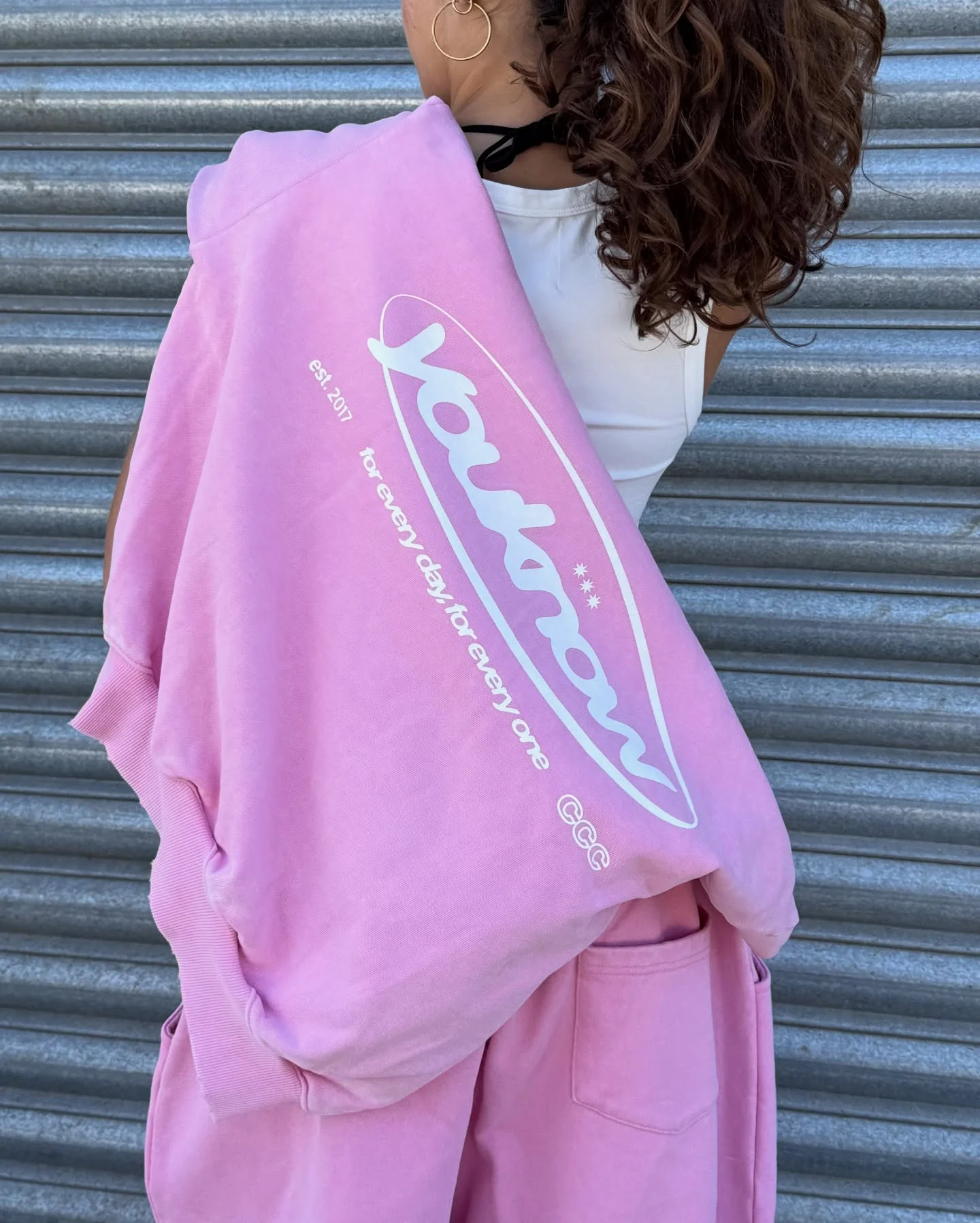 Distressed Logo Hoodie | Washed Pink - Image 3