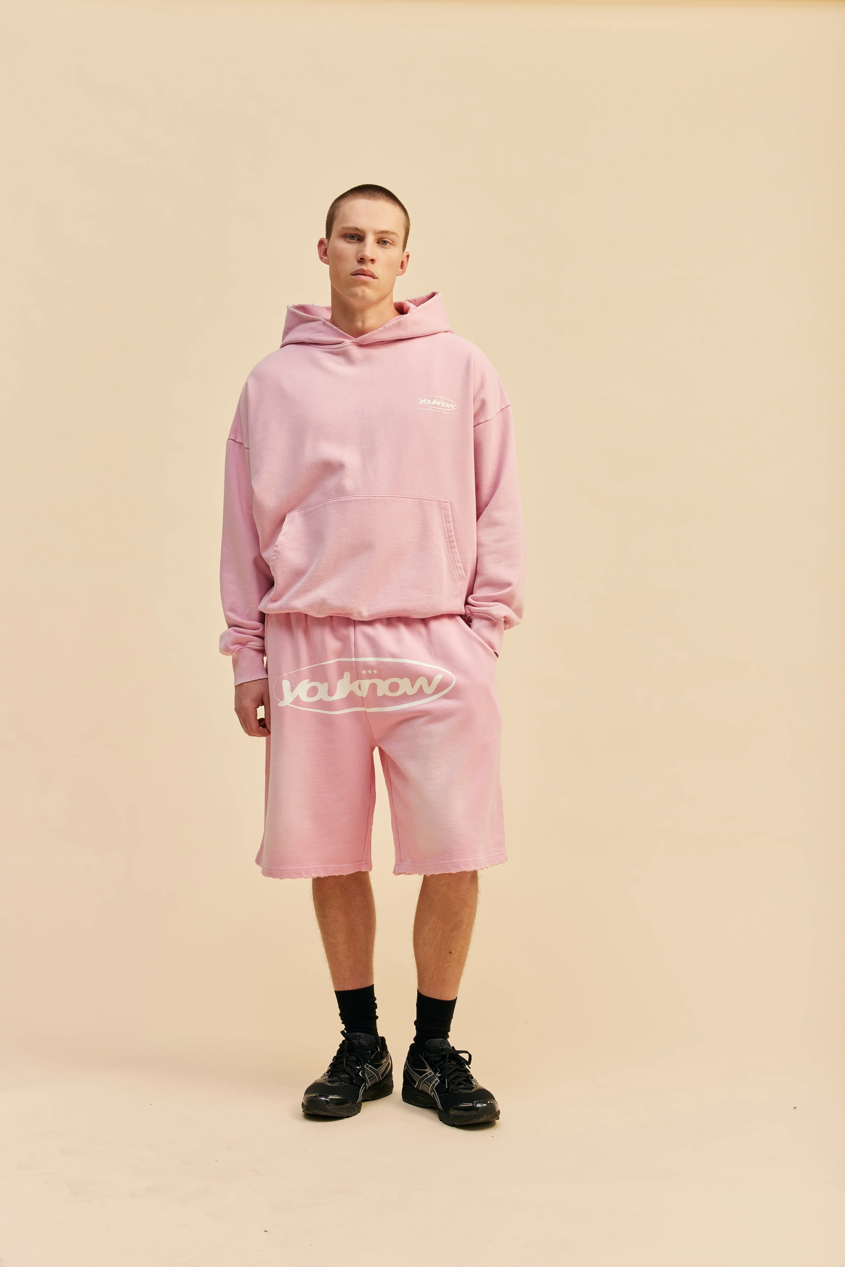 Distressed Logo Hoodie | Washed Pink - Image 5