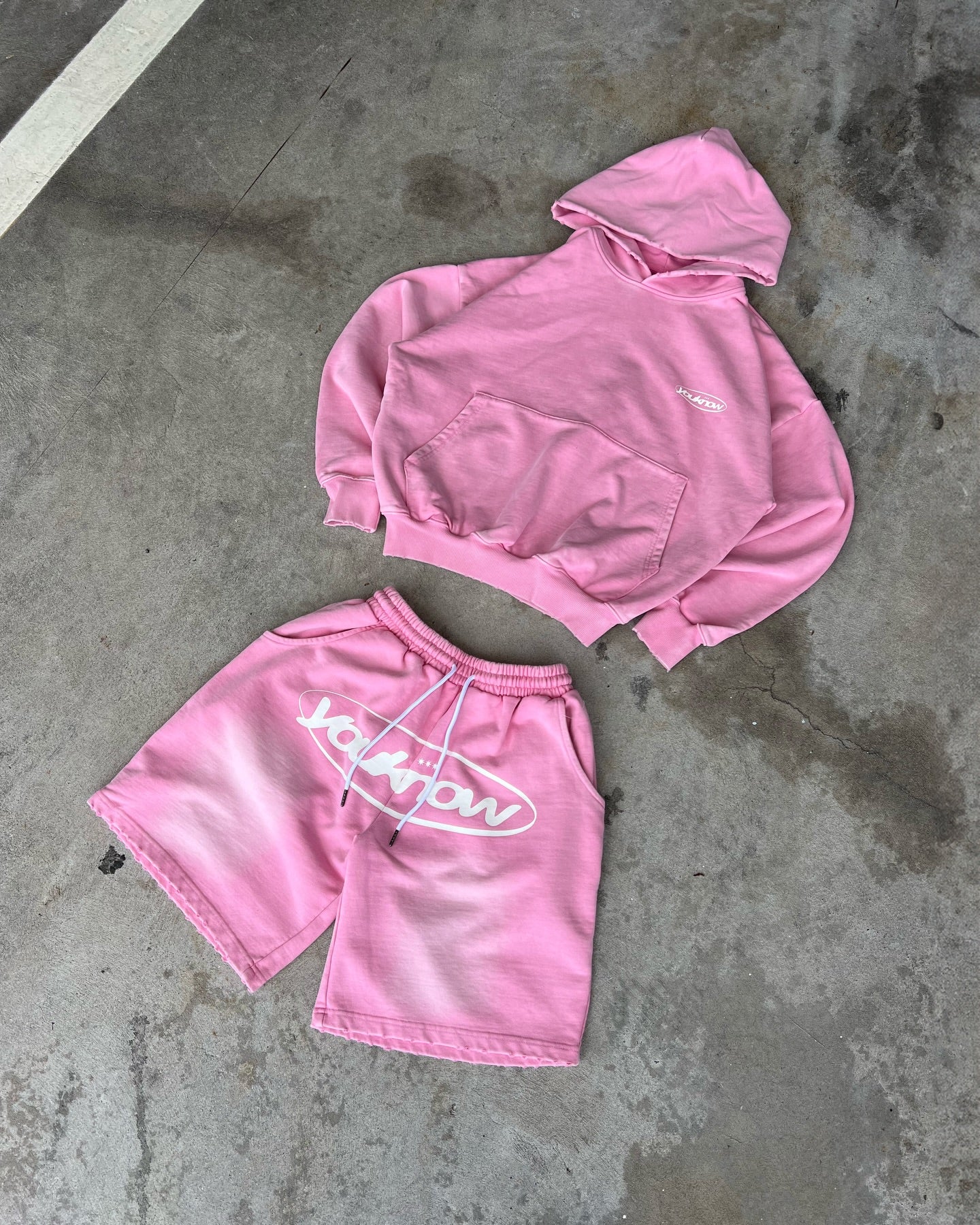 Distressed Logo Hoodie | Washed Pink - Image 7