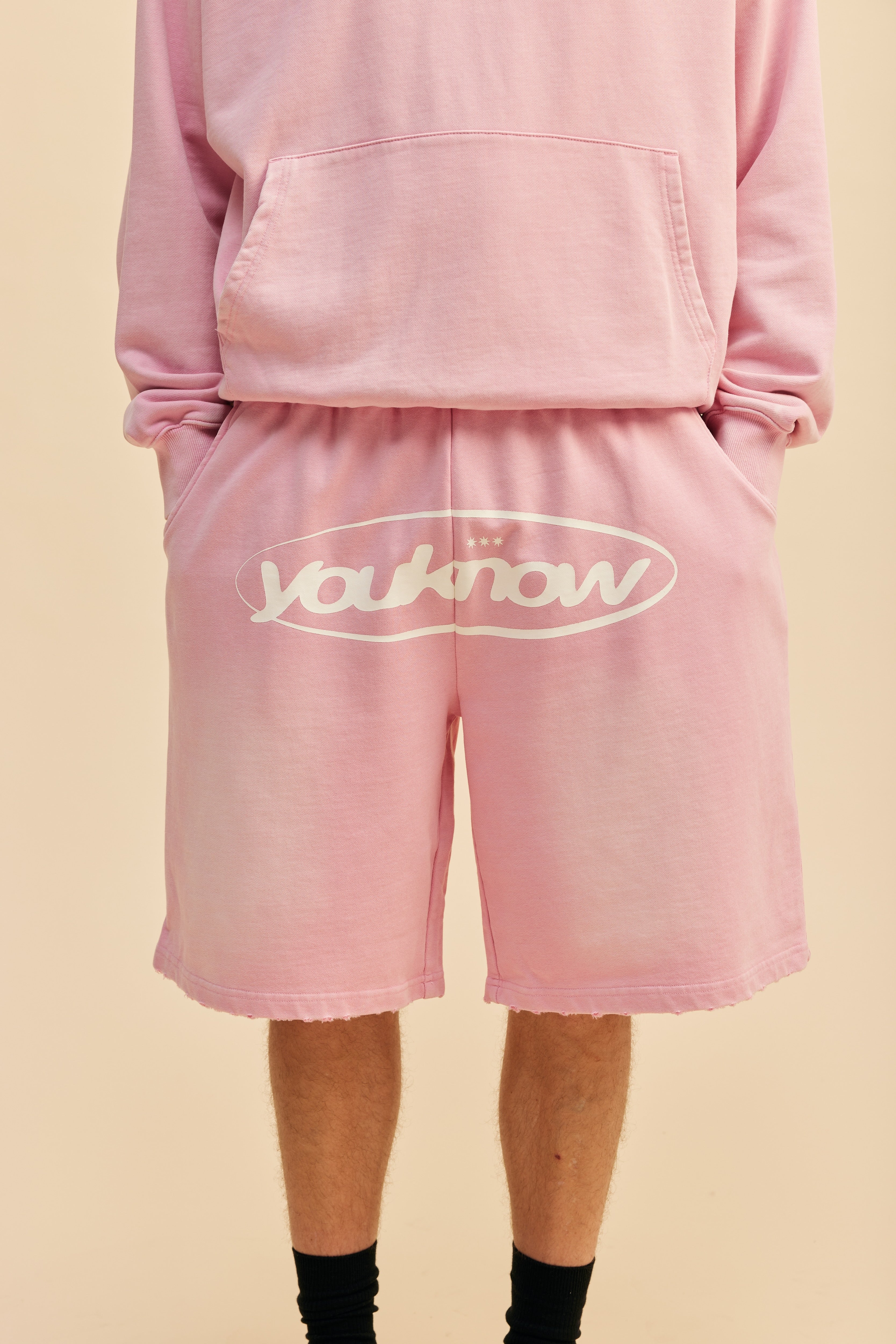Distressed Logo Shorts | Washed Pink - Image 6