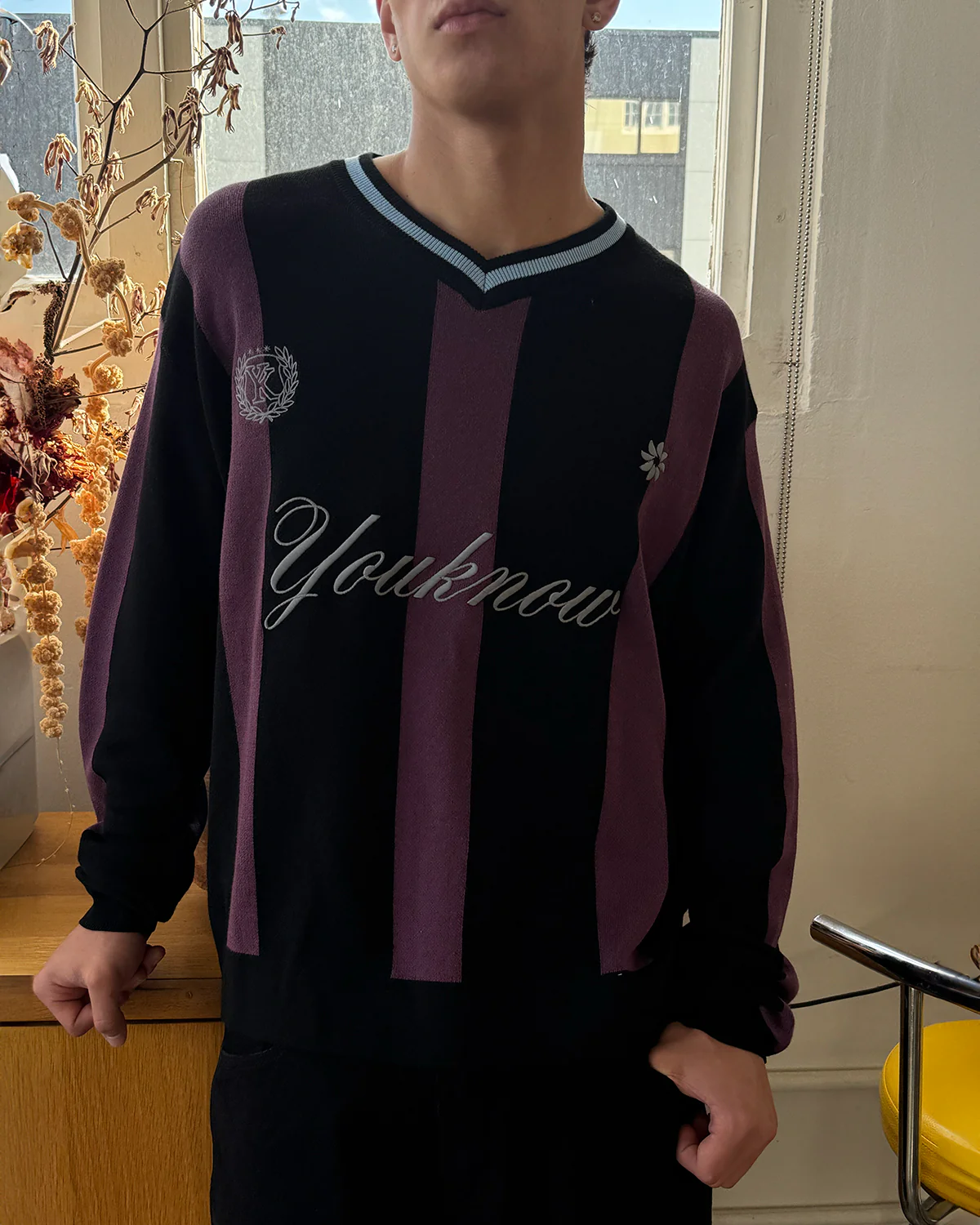 Knit Football Jersey | Burgundy Stripe - Image 3
