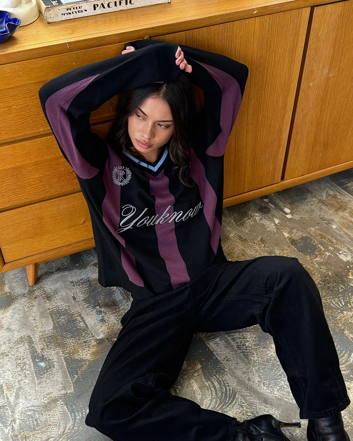 Knit Football Jersey | Burgundy Stripe - Image 4