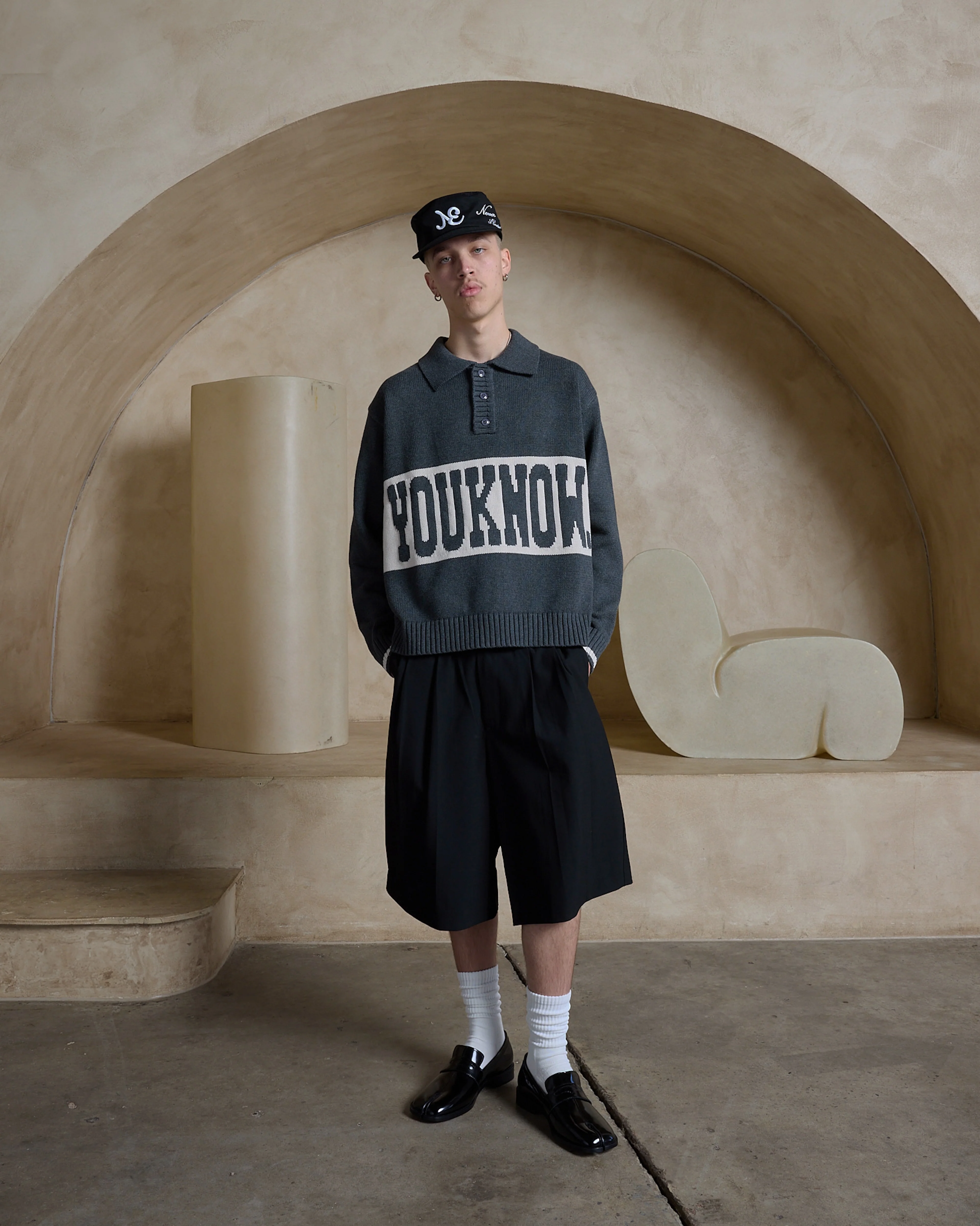 Cotton Knit Polo | Charcoal - Image 3