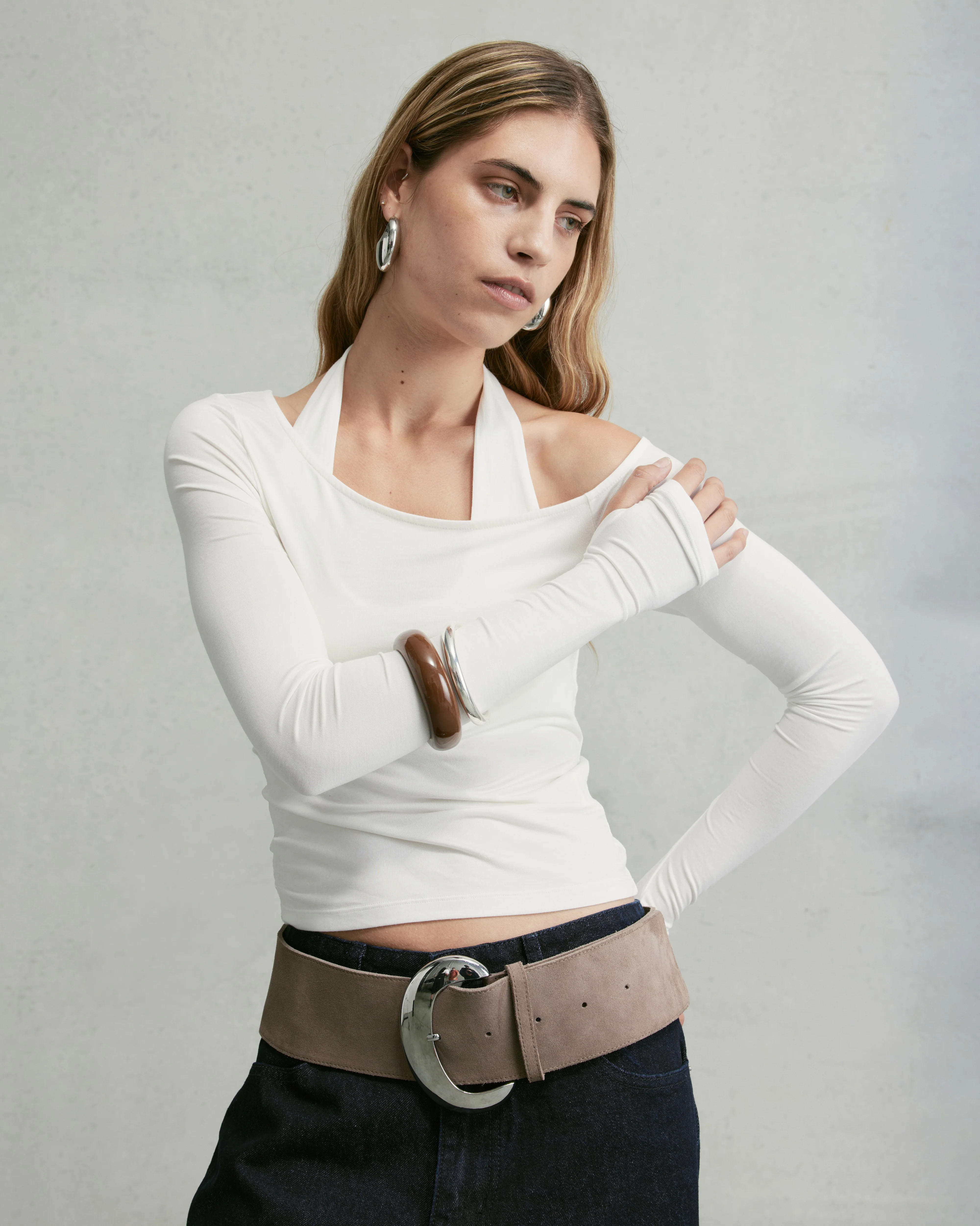 Nothing Layered Halter Longsleeve | Cloud White - Image 3
