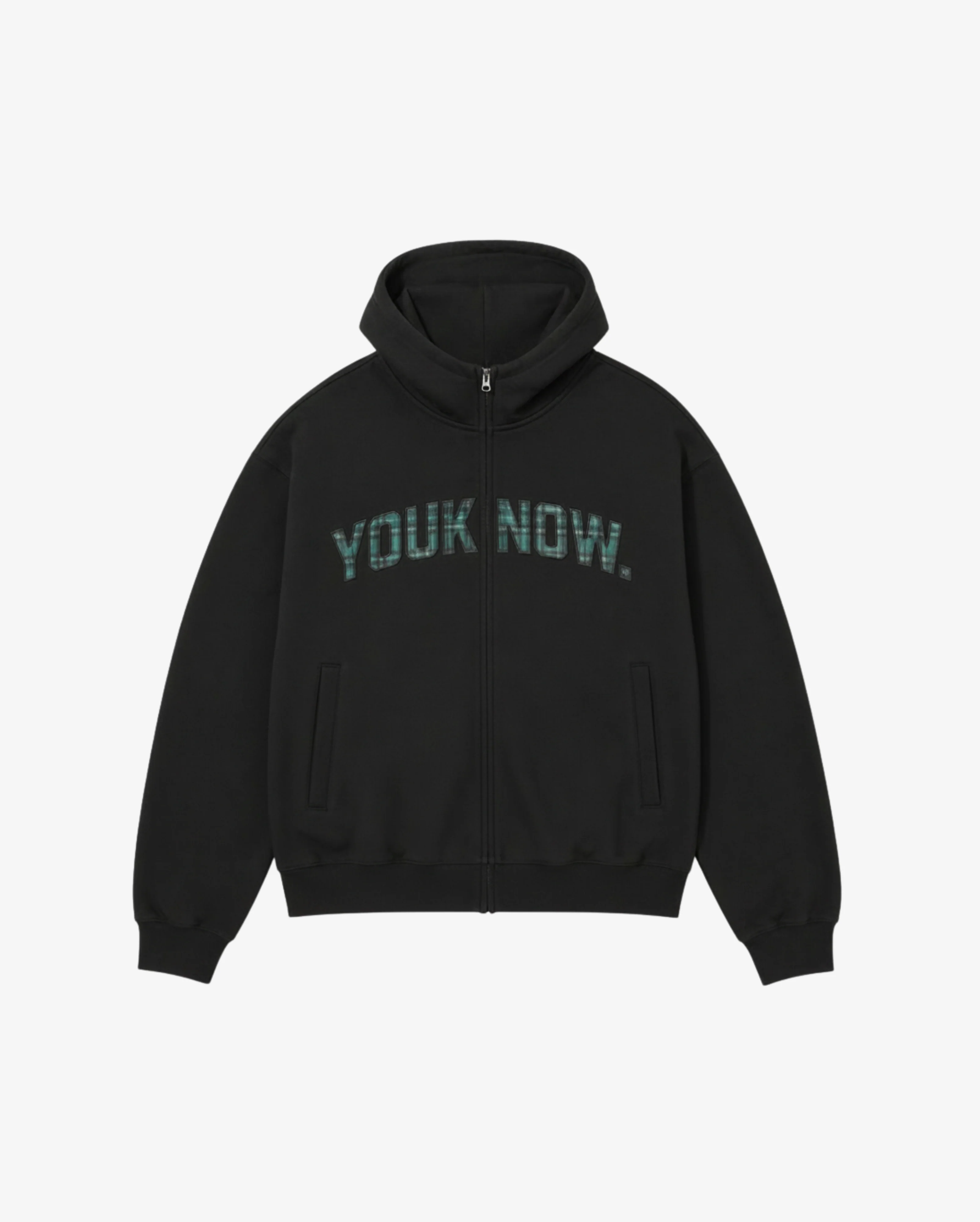 Offset Zip Up Hoodie | Black/Tartan