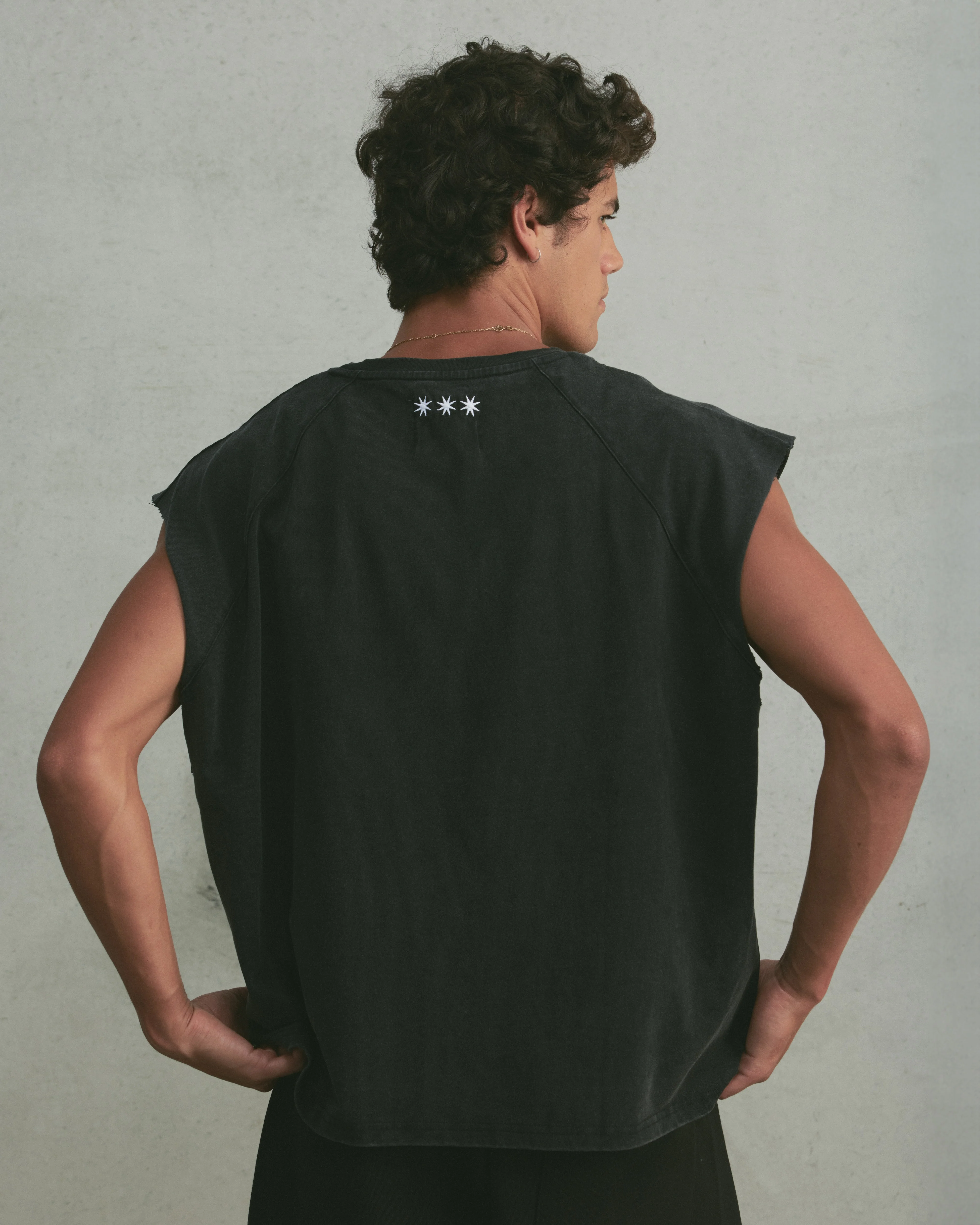 Oversized Raglan Tank | Washed Black - Image 3