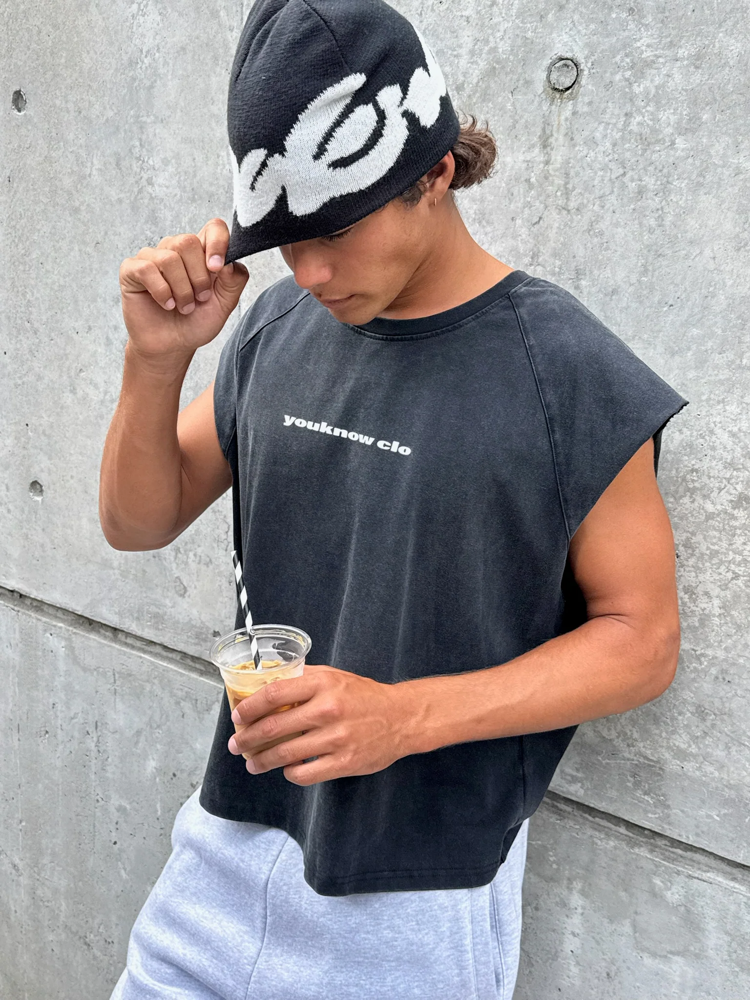 Oversized Raglan Tank | Washed Black - Image 6