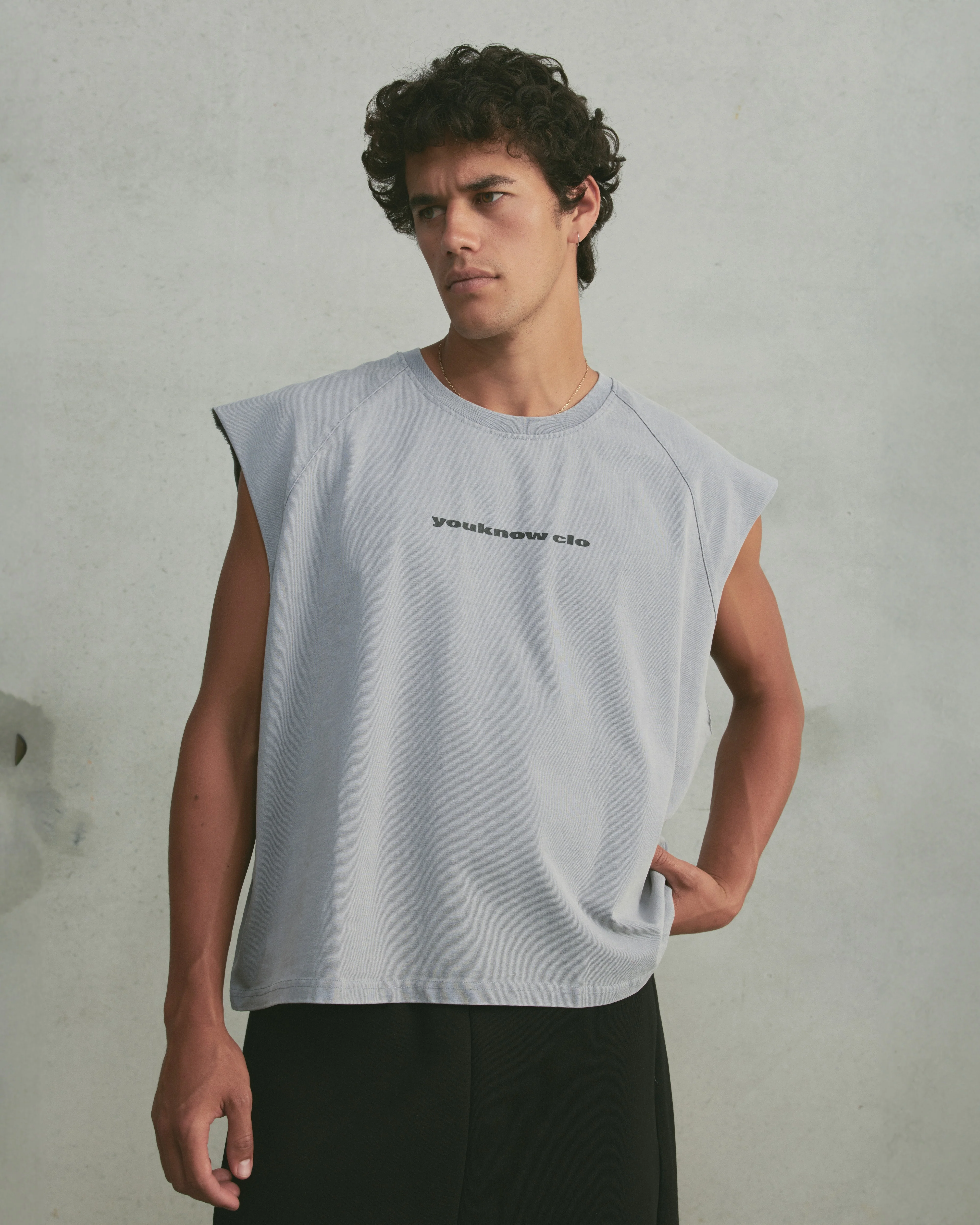 Oversized Raglan Tank | Washed Grey - Image 4