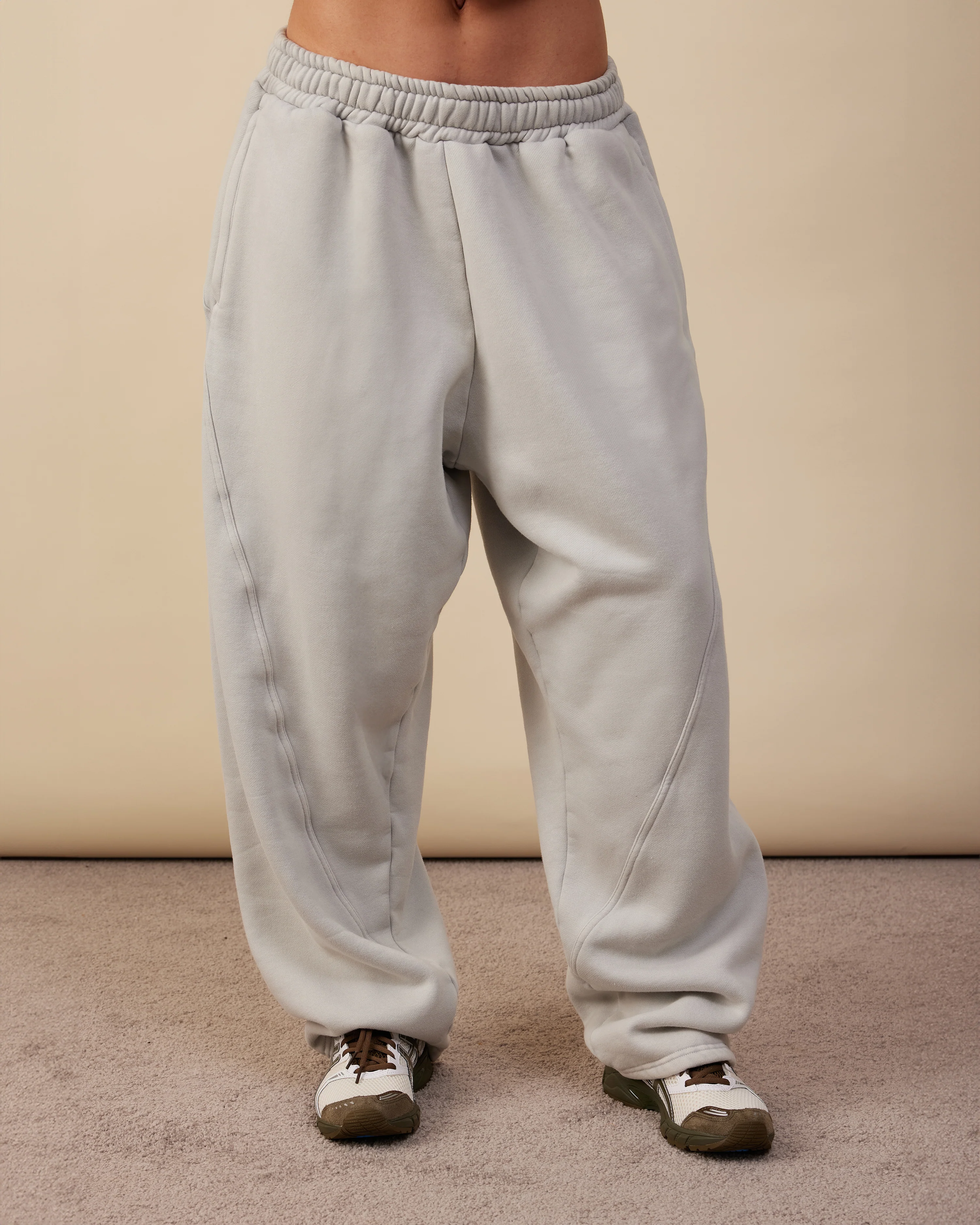 Panelled Trackpants | Light Grey - Image 3