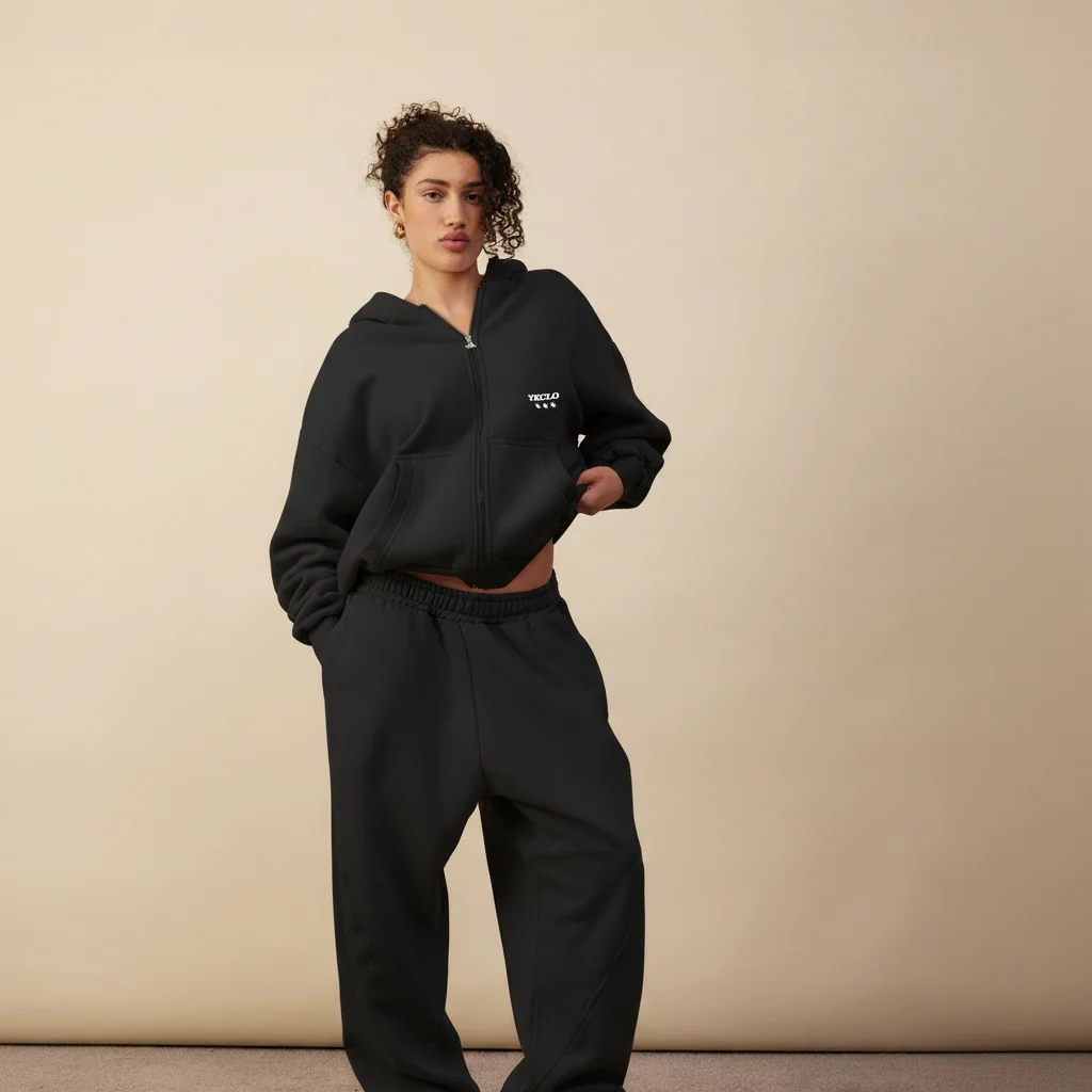 Panelled Zip Up Hoodie | Black - Image 2